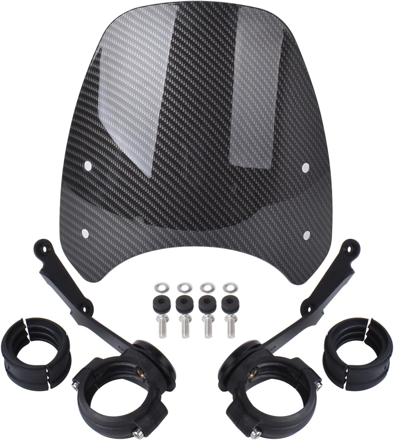Motorcycle Flyscreen Windshield Windscreen Front Fairing Wind Shield Deflector Replacement for Tr&ium&ph Bonneville Bobber Accessories 2017-2024 (Carbon Look)