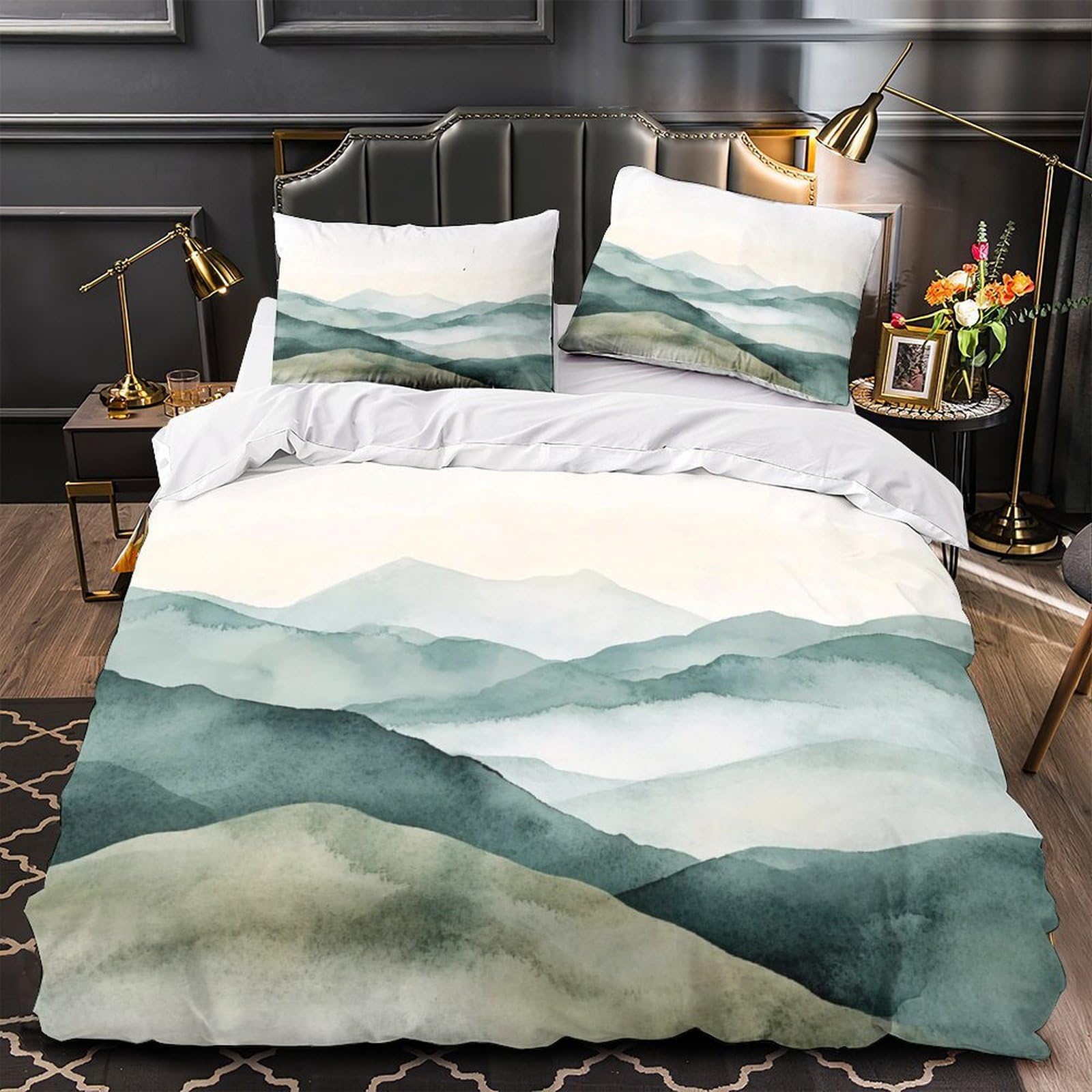 MMDASBVPE Mountain Landscape Duvet Cover 3D Print Super Soft 3 Piece Bed Set Zipper Closure Comforter Cover Durable Anti-allergic for Kids Adults Women Teens Youth Teenagers Double（200x200cm）