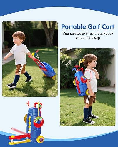Miniatura 8 de Juego de golf para niños y niñas de 3, 4, 5, 6 años, exclusivo diseño de pedal de pie, pelotas de recarga automáticas, carrito de golf mejorado para