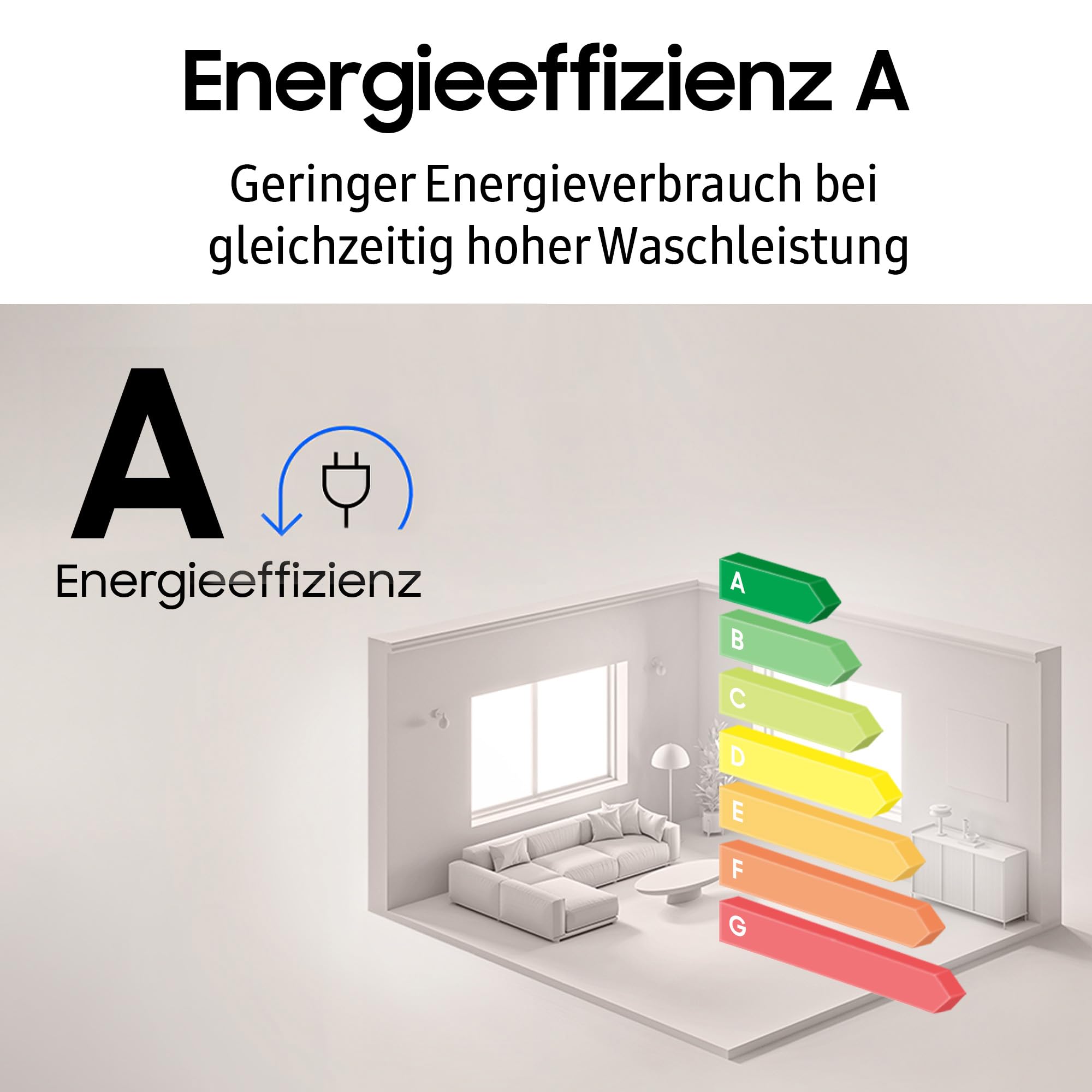 Samsung WW90FG3M05TWEG Waschmaschine, 9 kg, EEK: A, Hygiene-Dampfprogramm, Schnelle Wäsche 15', Trommelreinigung, Weiß