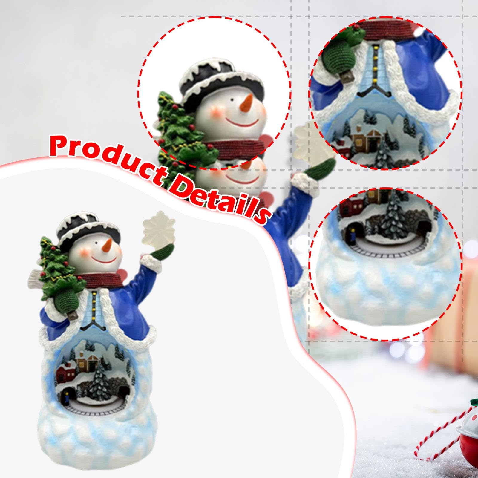 Generic Bonhomme de Neige Rotatif électrique, Décoration de Table, Usage Polyvalent, avec Effets Musicaux et Lumineux, En Résine