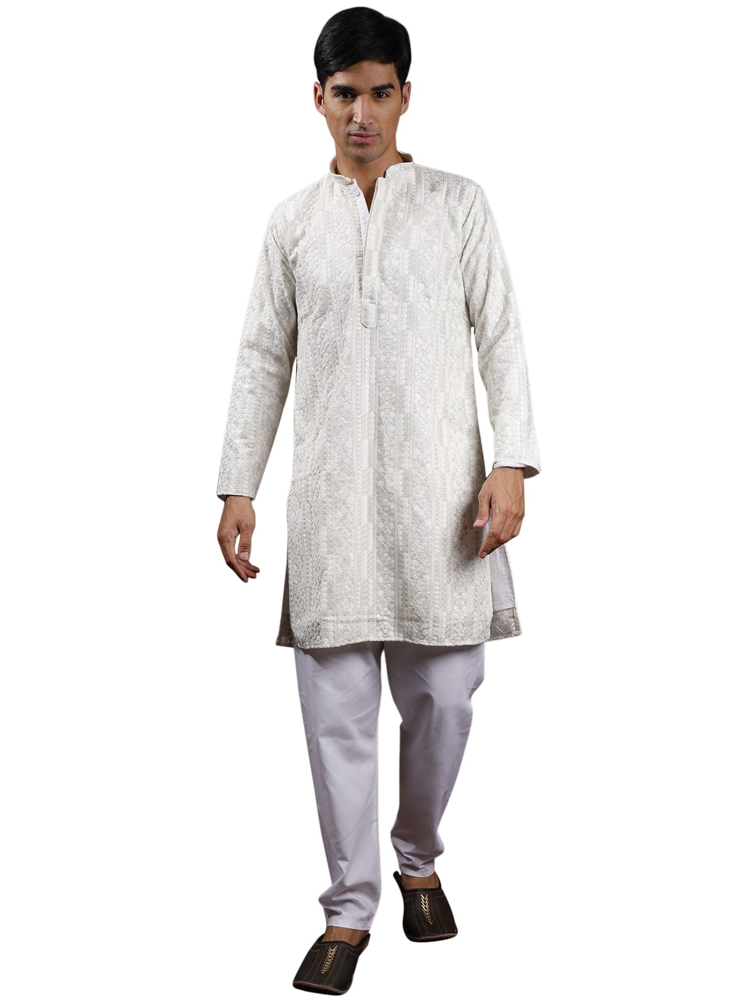 Pastel Kurta Pajama Set with Chikankari Embroidery All-Over-image-48