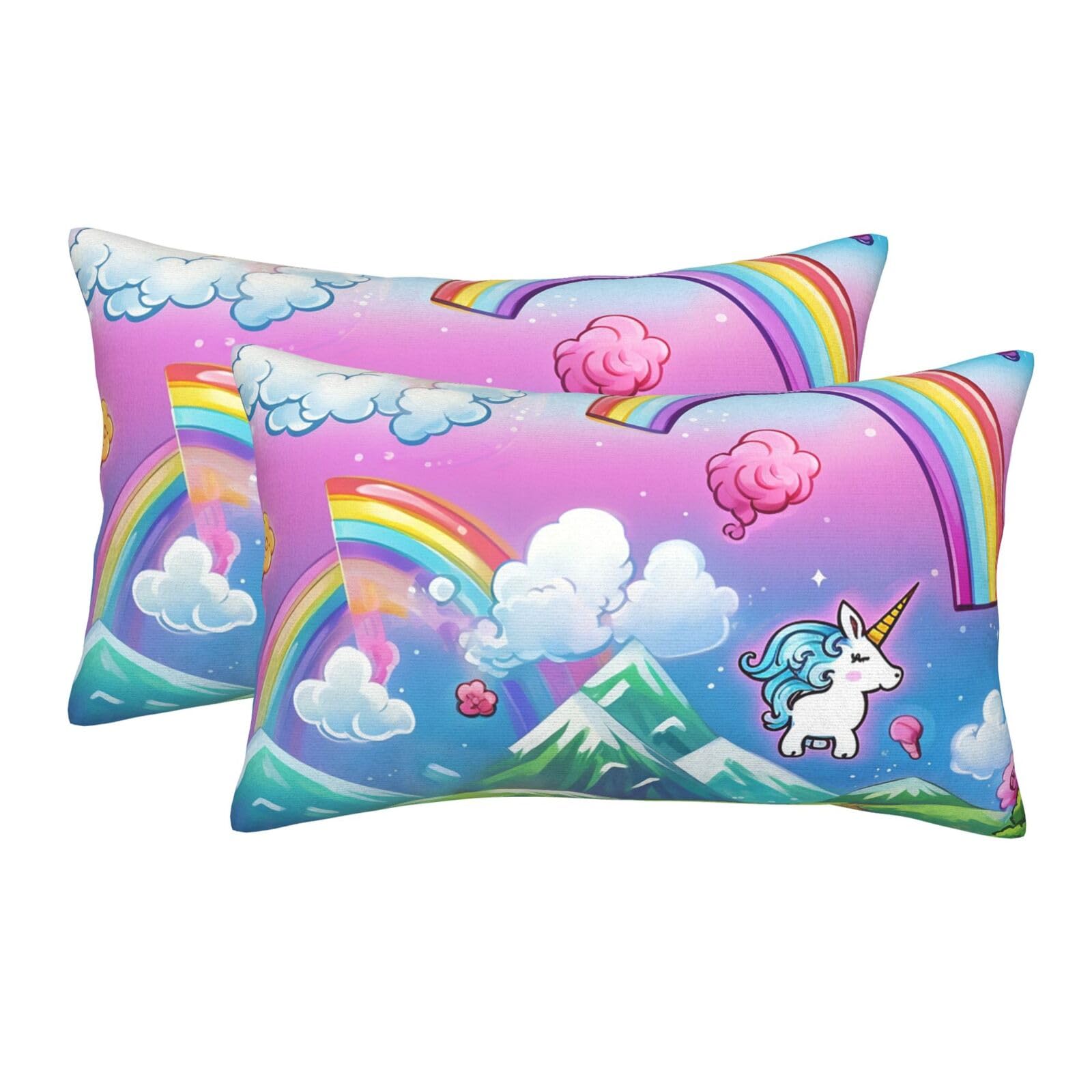 2 Pack Standard Size Pillow Cases for Hair and Skin Soft Breathable Pillow Case Covers with Hidden Zipper Rainbow Pillowcase 20"x30" Pillow Cover for Sleeping Gift