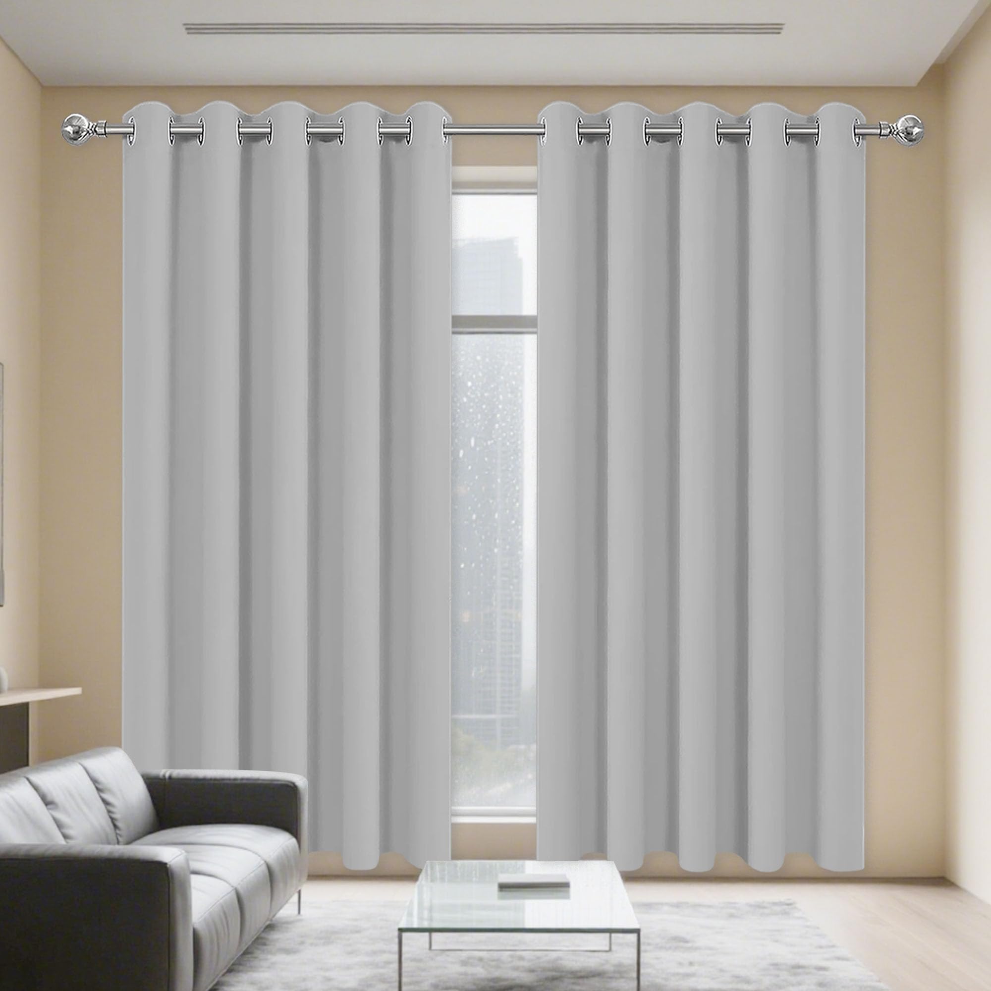 Rideau opaque gris clair 190x210 cm pour obscurité totale de la chambre