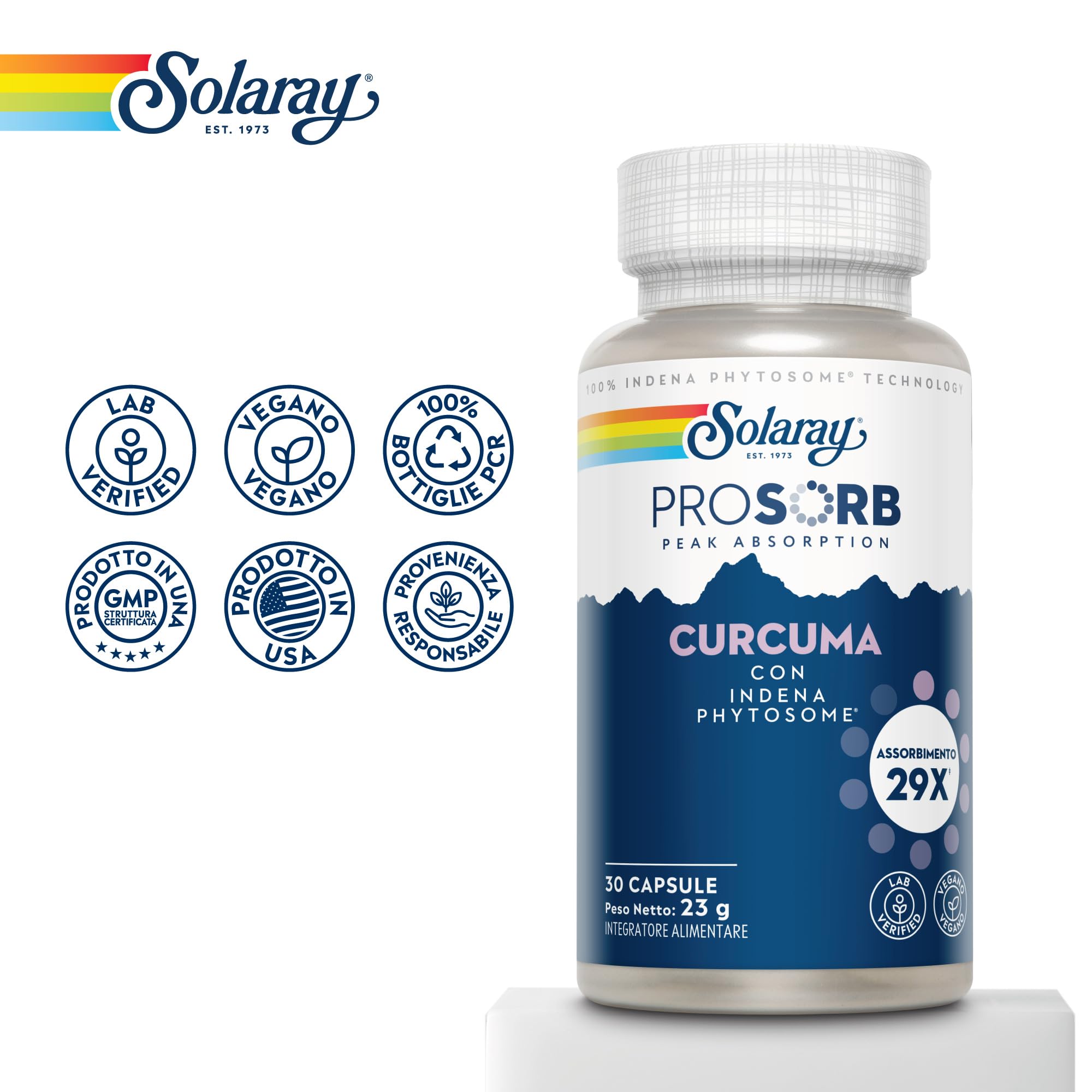 Solaray Curcumina Meriva® Fitosomiale 500mg - 29× più Biodisponibile, Formula Studiata Clinicamente - 30 Capsule Vegane - Verificata in Laboratorio