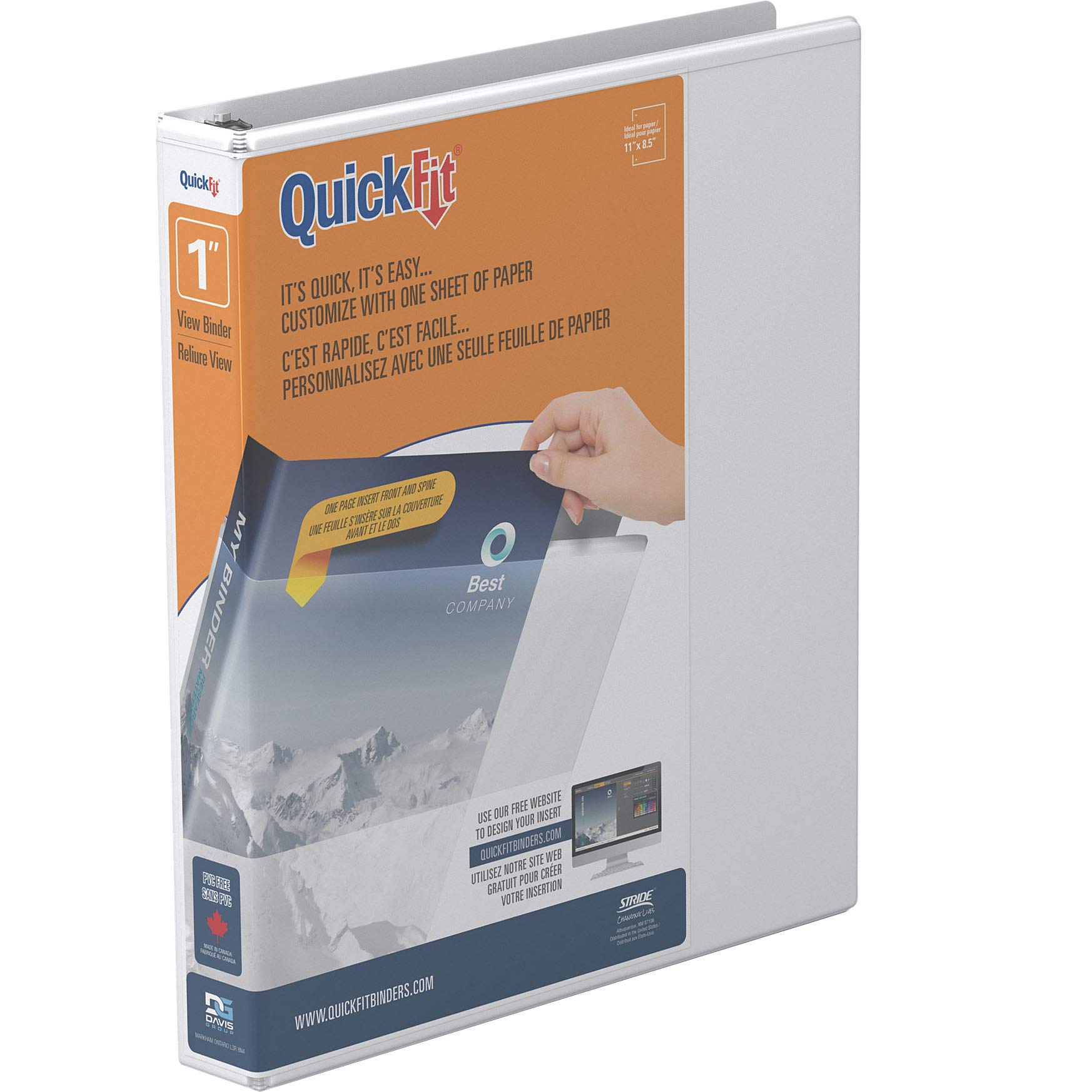 QuickFit1 Inch Original View Binder, D-Ring, White (87010)