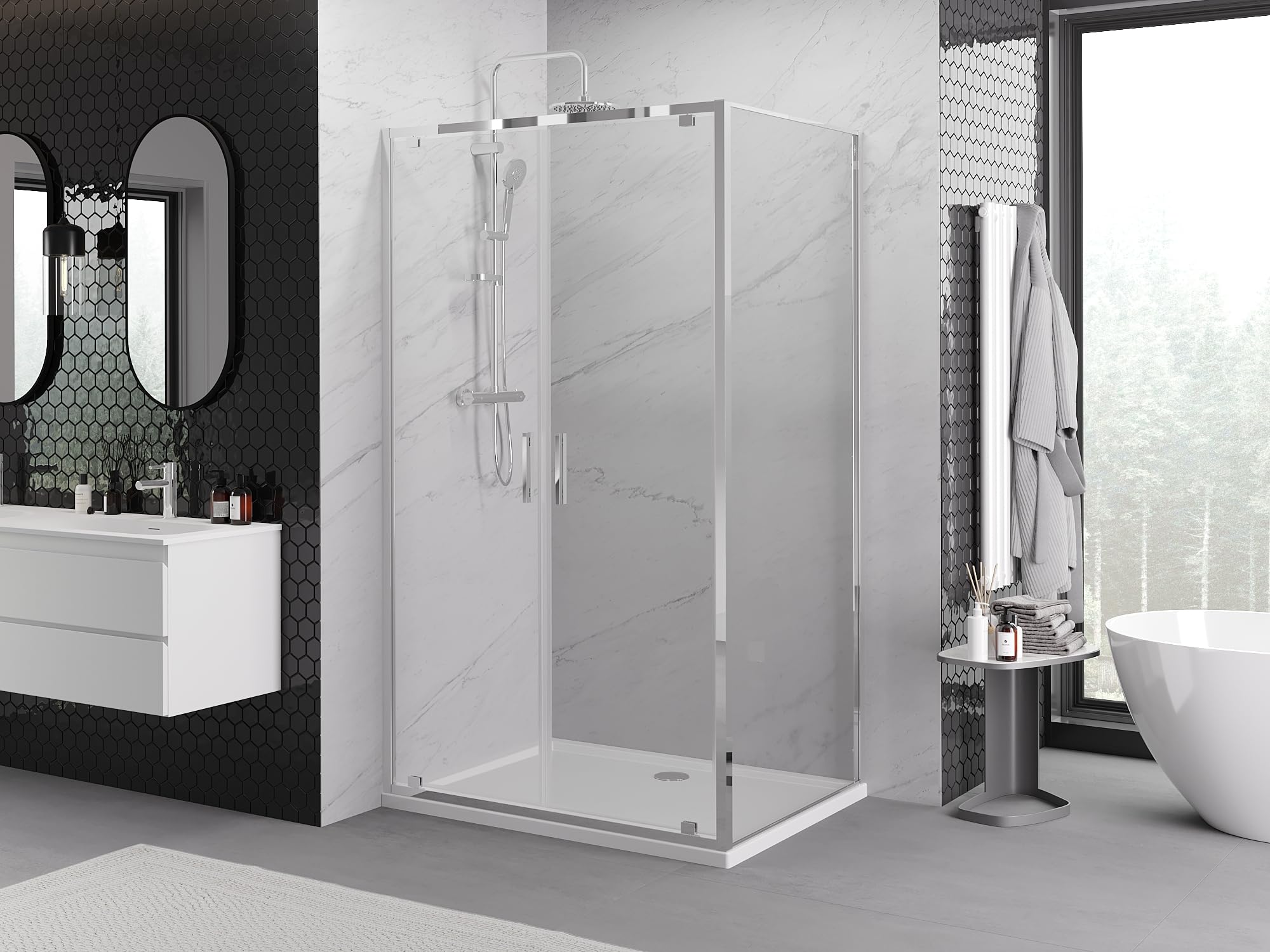 Mexen Exo Box Doccia Orientabile 120x90 Trasparente Cromo