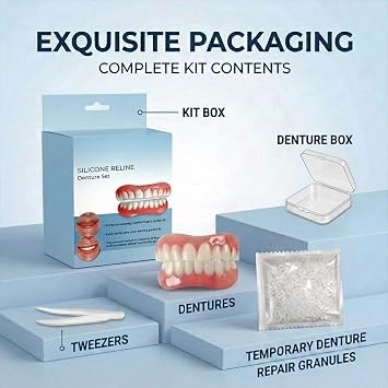 Moldable False Teeth,Dentures for Women and Men Veneers Teeth Silicone Dentures Set for Both Upper and Lower, Temporary Dentures DIY at Home Within Minutes Fix Your Smile
