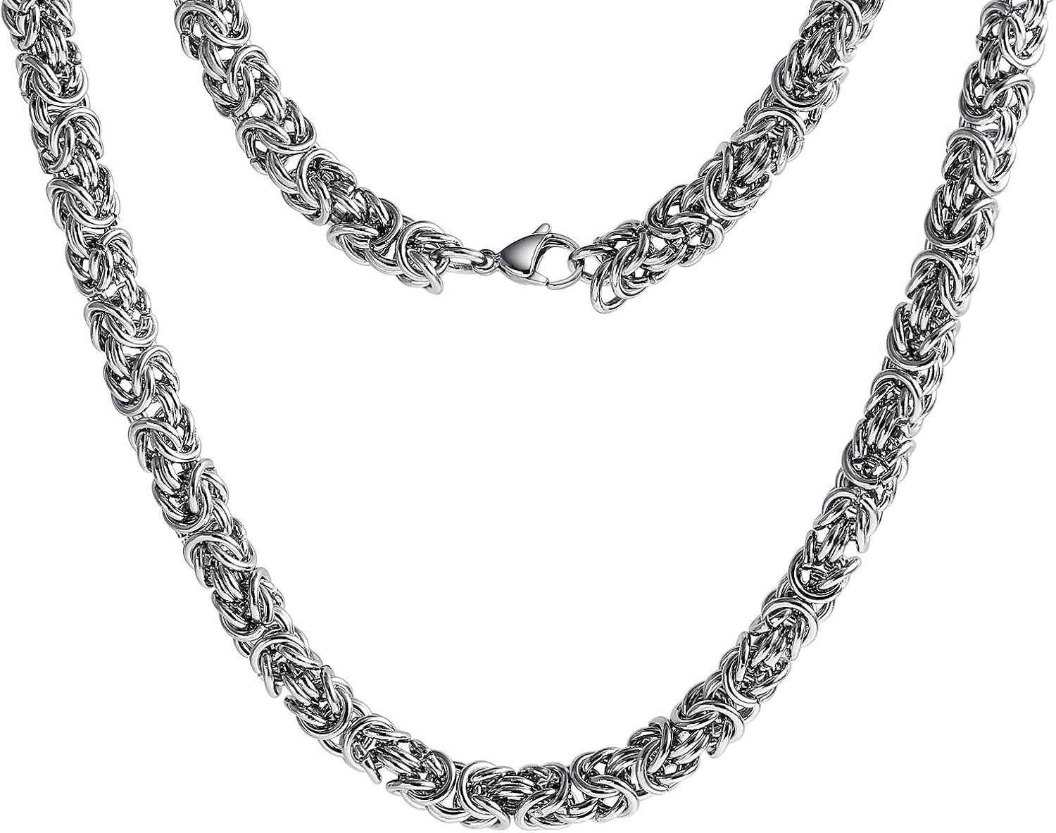 45/50/55/60/65/70cm Stainless Steel Chain Necklaces for Men & Women 6mm/7mm/8mm Byzantine Chain