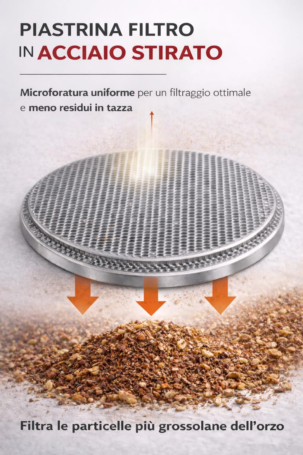 Orziera ORZÈTEK Induzione 4 Tazze Le Offitek, Specifica per Orzo, con Filtro Microforato in Acciaio Stirato e Valvola Anticalcare, Caldaia Bimetallica Acciaio-Alluminio, per Tutti i Piani Cottura