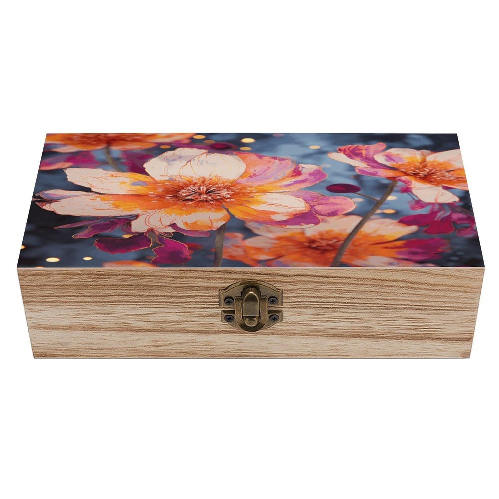 Boîte en bois fleurs vives à offrir pour stocker ses photos