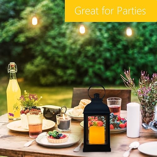 Miniatura 3 de Just in Time for Winter Juego de 12 piezas Faroles decorativos de 10 pulgadas con vela iluminada LED sin llama, temporizador de 5 horas, aspecto