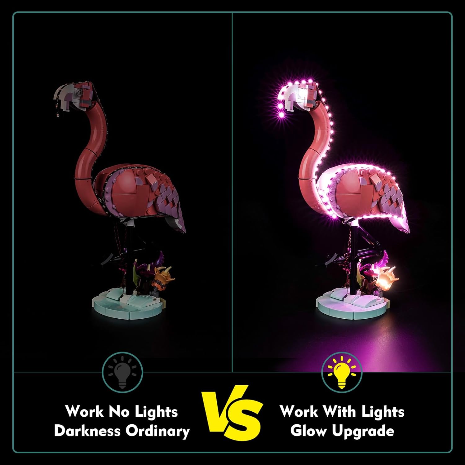 LocoLee Light kit Compatible with Lego Wild Animals: Pink Flamingo - No Model Only Light, LED Lighting Accessories Compatible with Lego Wildlife: Pink Flamingos 31170