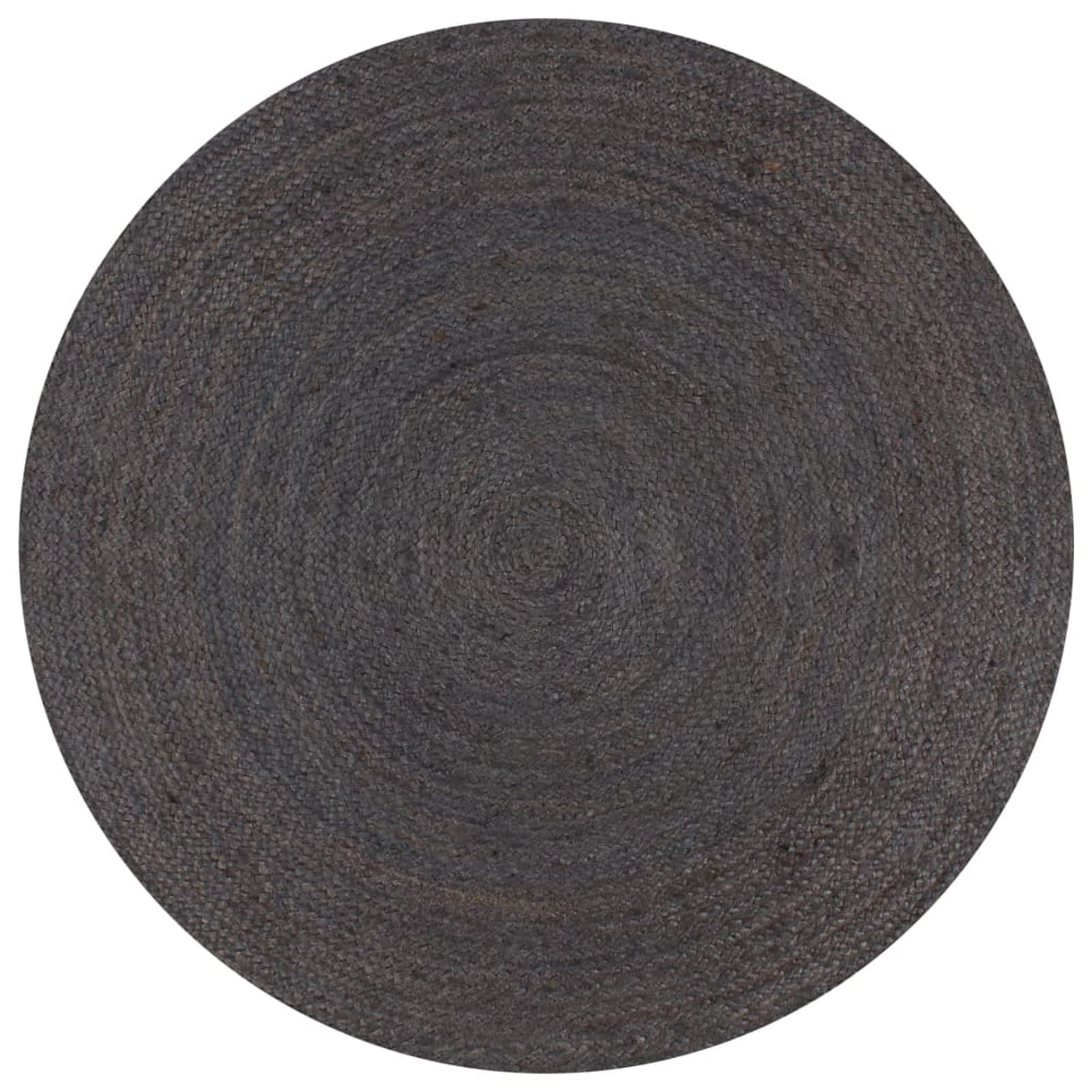 Rantry Alfombra redonda hecha a mano de yute, 120 cm, color gris oscuro, para pasillo, pasillo, salón, alfombras de dormitorio
