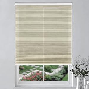 Blackout Cordless Cellular Shades for Windows,Honeycomb Blinds with Thermal Insulation,UV Protection,Child Safe,Privacy Light Control,Easy to Install,19" W x 36" H,Light Beige.