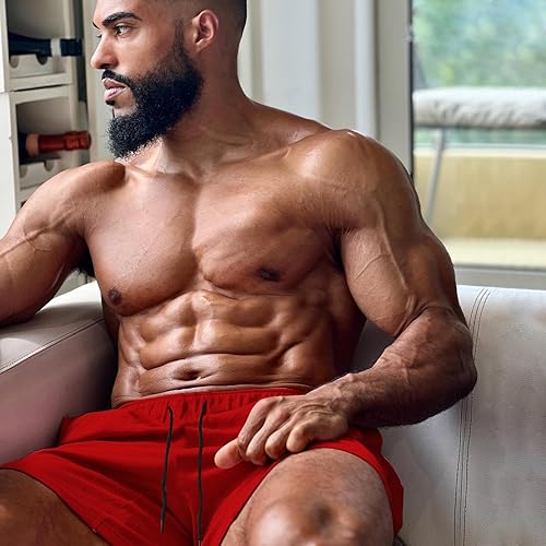 Miniatura 5 de TEZO Pantalones cortos de entrenamiento para hombre, 5 pulgadas, para gimnasio, atletismo, correr, entrenamiento, de secado rápido, pantalones