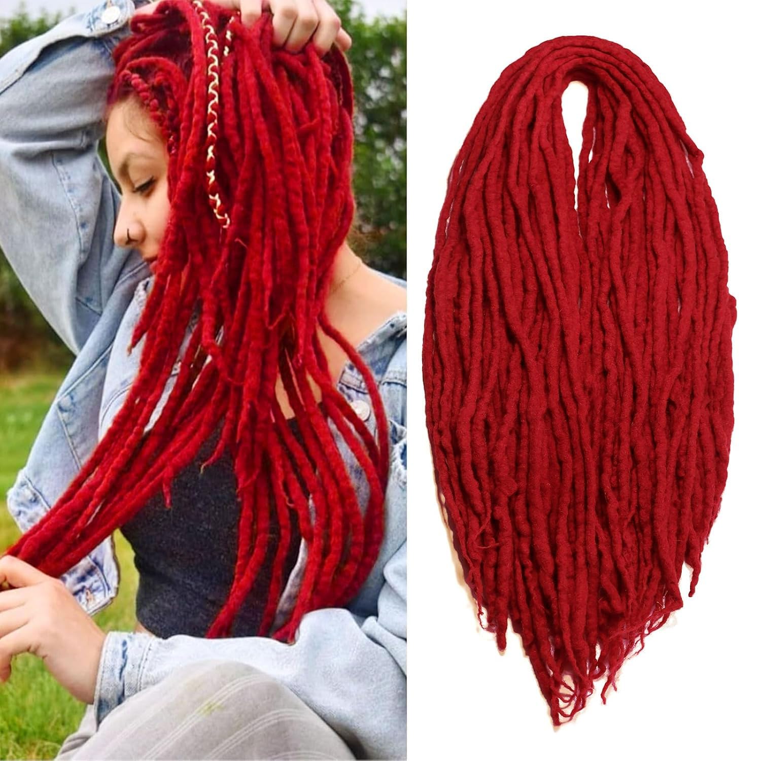 Amazon.com : Wool Dreadlock Extensionsv 22 Inches 15 Strands  display picture 3