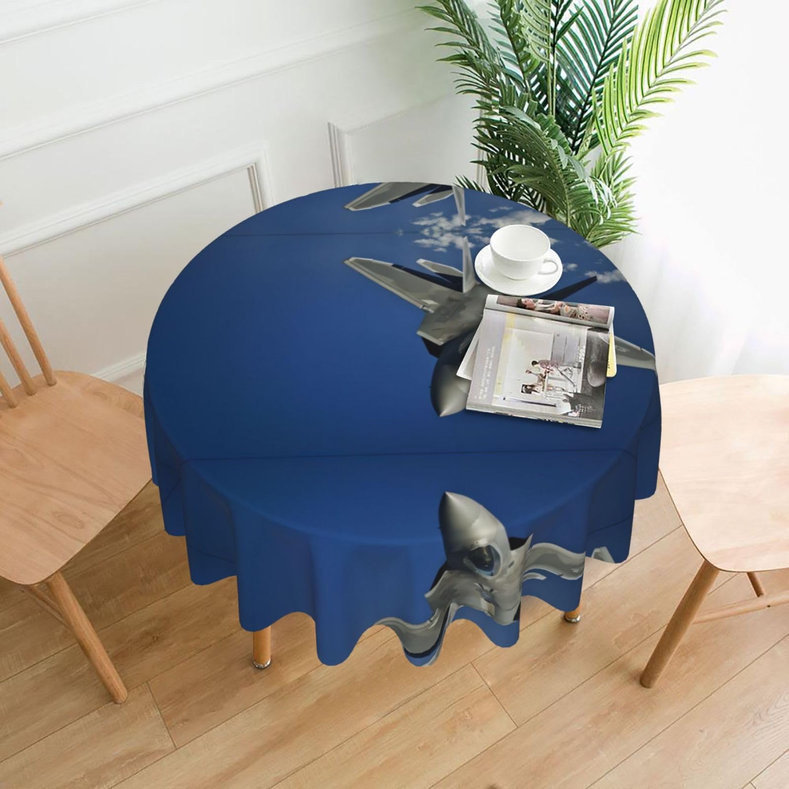 hhxvcv Flying Airplane Round Tablecloth – Dining Table Cover