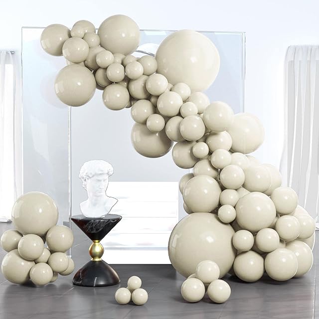 PartyWoo Retro White Balloons, 102 pcs White Sand Balloons Different Sizes Pack of 18 Inch 12 Inch 10 Inch 5 Inch for Balloon Garland as Party Decorations, Wedding Decorations, Baby Shower Decorations