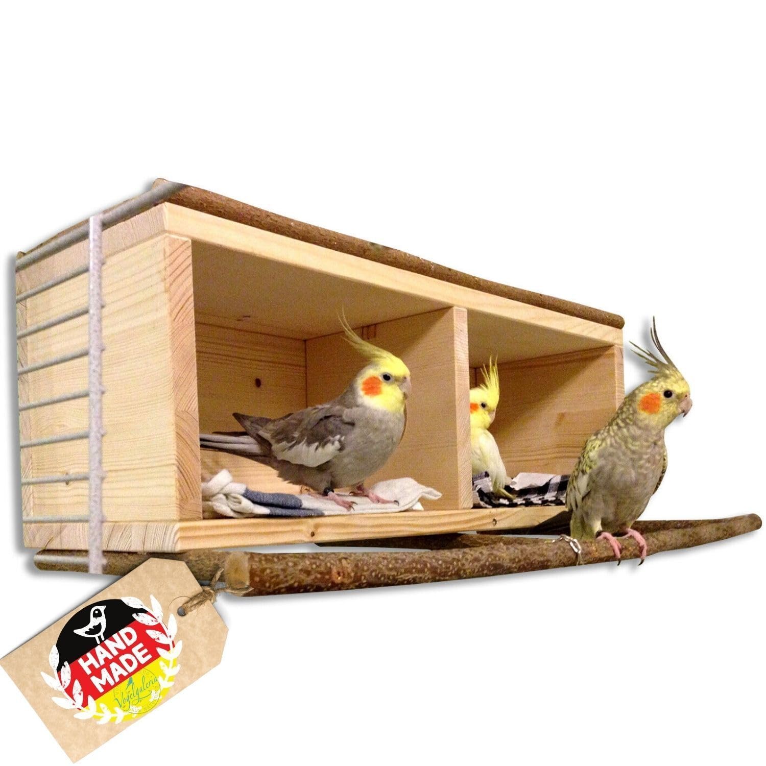 Vogelgaleria® Nistkasten Nymphensittiche groß XXL | Schlafhaus Vogel Naturholz – sicherer Rückzugsort, artgerechtes Vogelhaus, gemütlicher Schlafplatz, robust & langlebig
