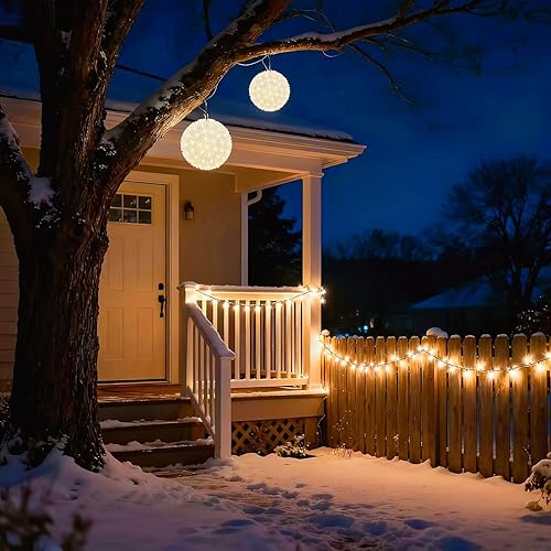 Miniatura 5 de Luces de esfera de luz blanca cálida de 7.5 pulgadas con luces LED parpadeantes, certificación UL e iluminación decorativa de grado comercial, para