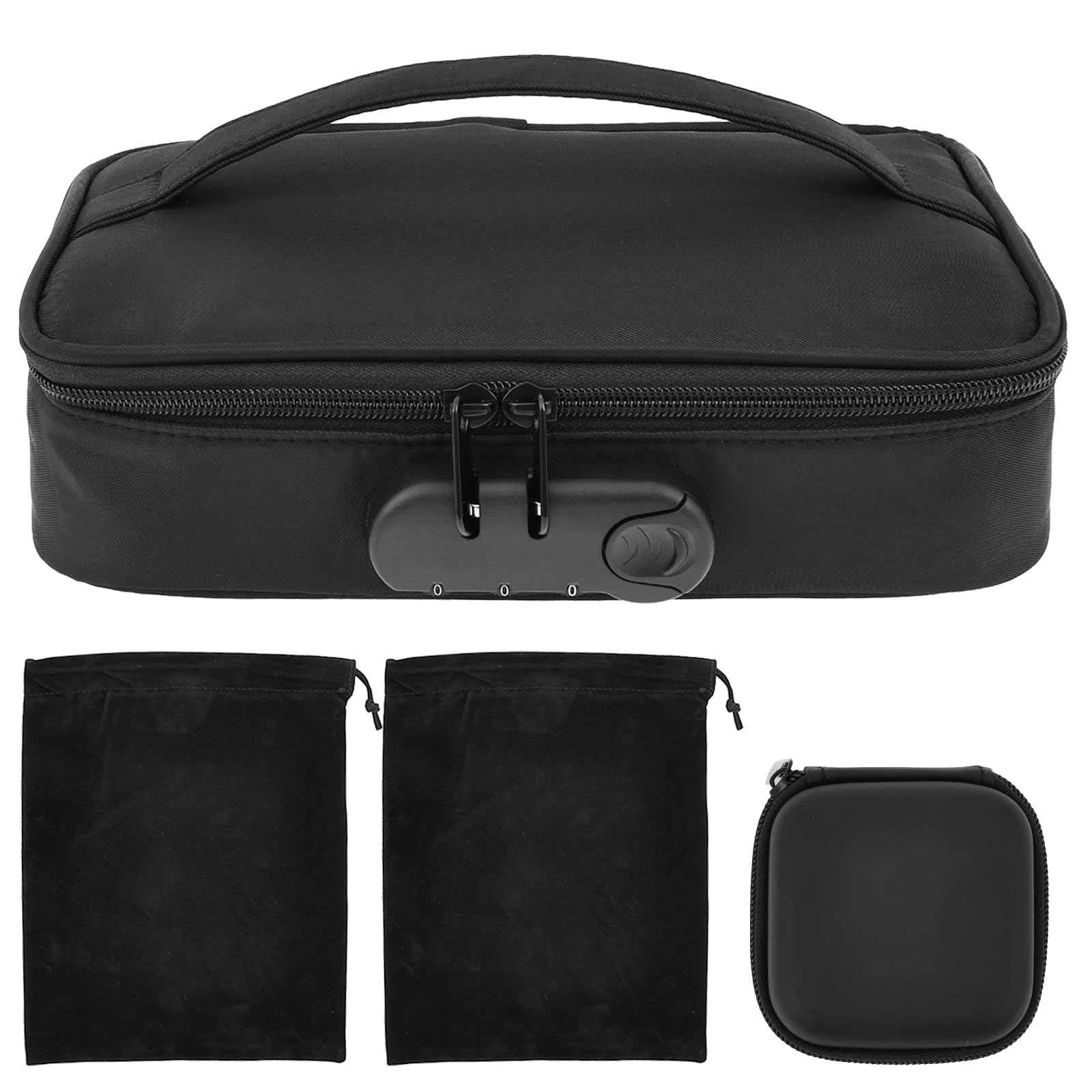 Ghshanog Black Discreet Lockable Storage Bag,26X15x6.5cm Organizer Case With Zipper And Handle,Oxford Cloth Storage Bins Toy Organizer Case For Passports, Certificates, Legal Files, Valuables