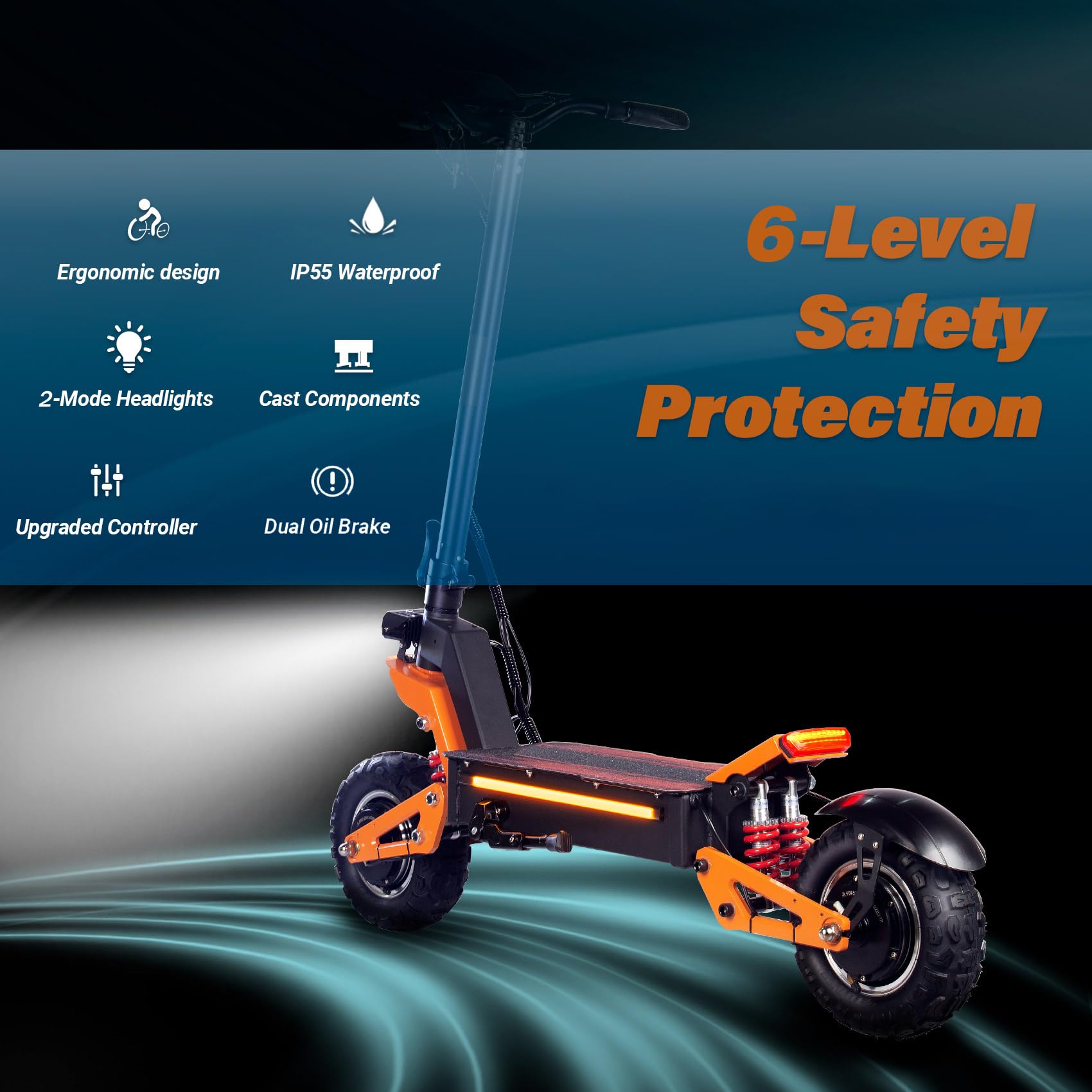 HWH Monopattino Elettrico Fuoristrada Adulto Potente Senza Patente E Scooter Adulti Pieghevole 11 Pollici Doppio Motore Batteria agli ioni di litio 60V40AH Autonomia 100KM