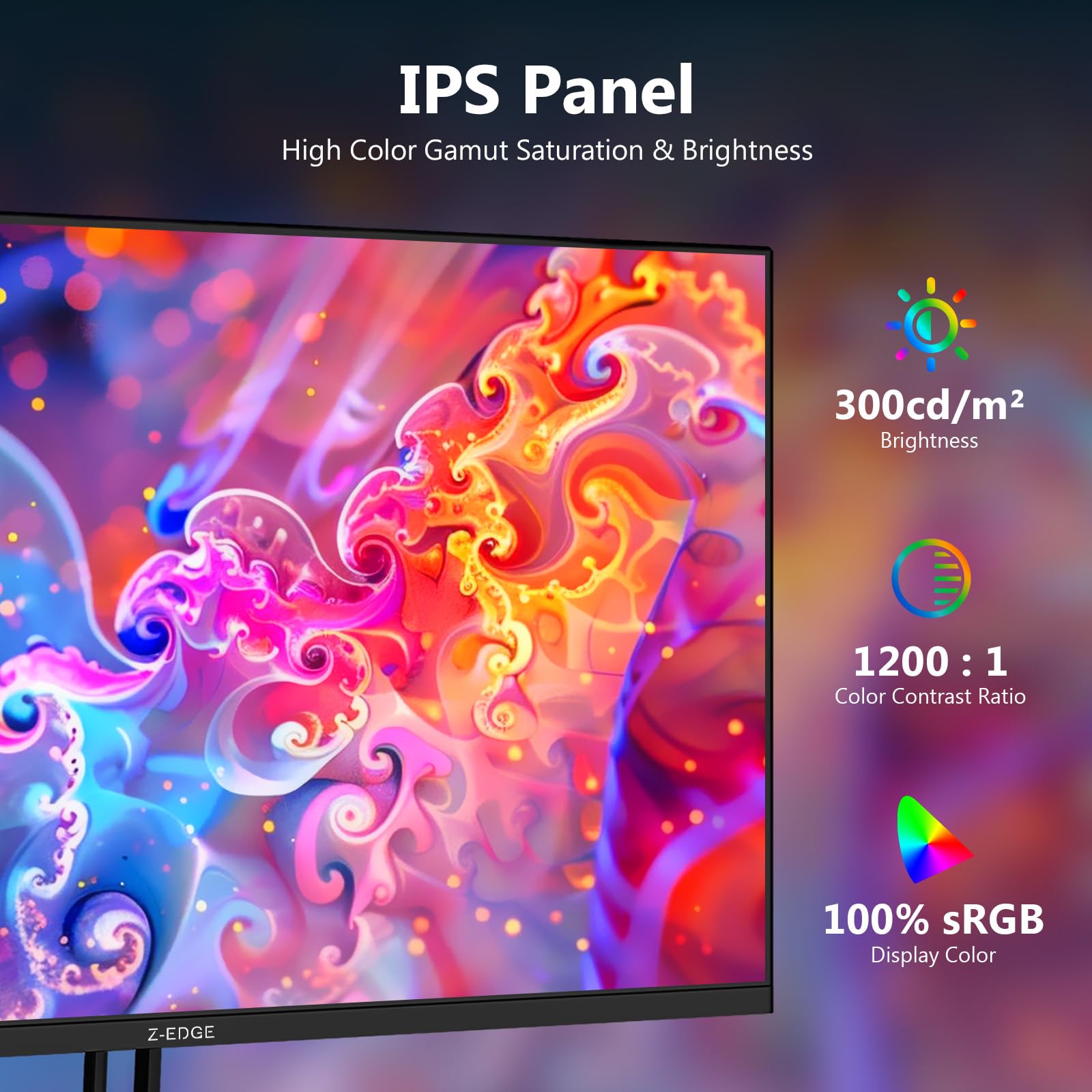Z-Edge Ecran Gaming 32 Pouces QHD 200Hz 2K 2560x1440, 1ms MPRT, Panneau IPS, Luminosité 300 CD/m², FreeSync, Réticule, DP1.4 (200Hz) & HDMI2.0 (144Hz), Compatible VESA, Noir