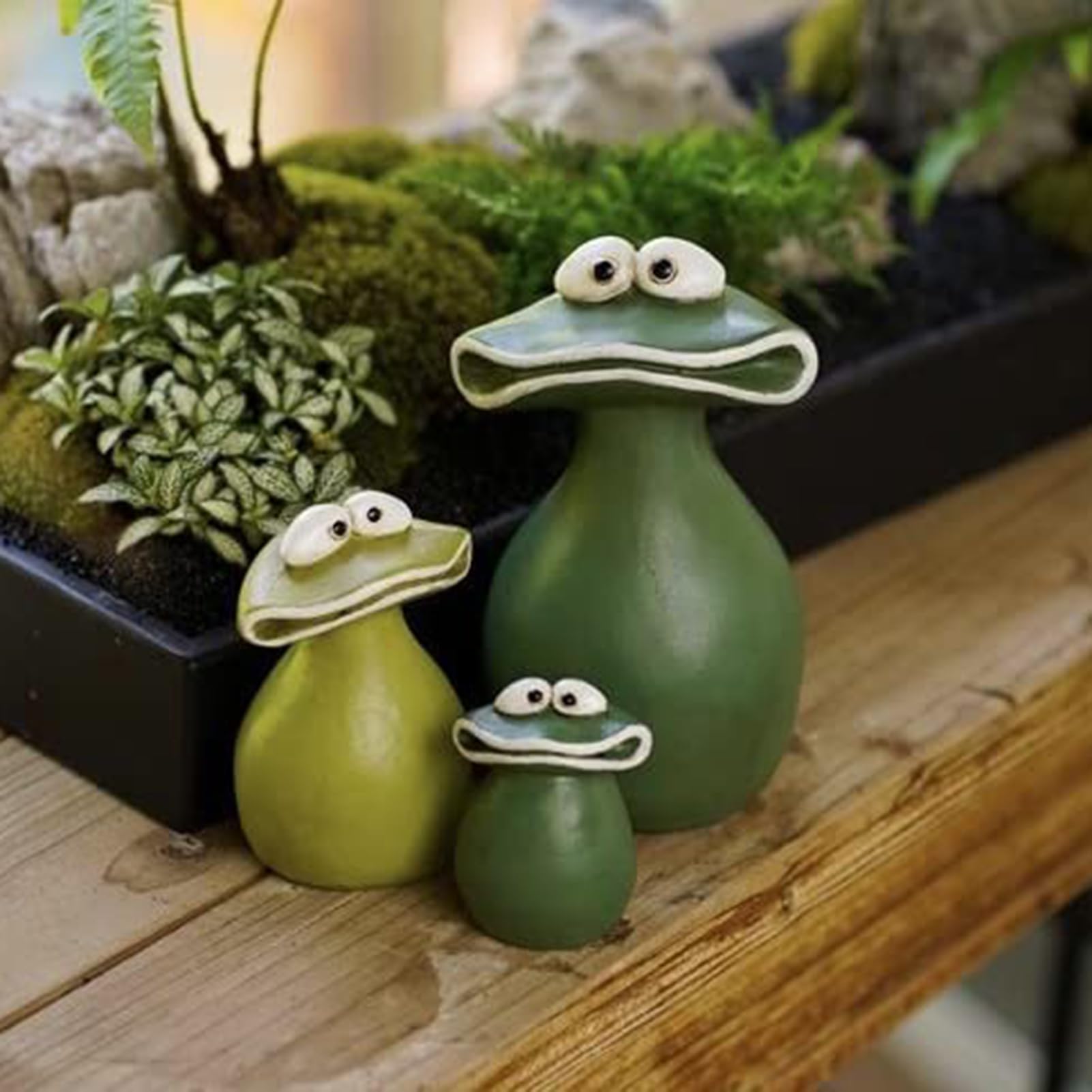 Adornos de rana para jardín, estatuas de animales de resina resistente a la intemperie para decoración al aire libre, ideal para balcones, mini estanques y terrazas