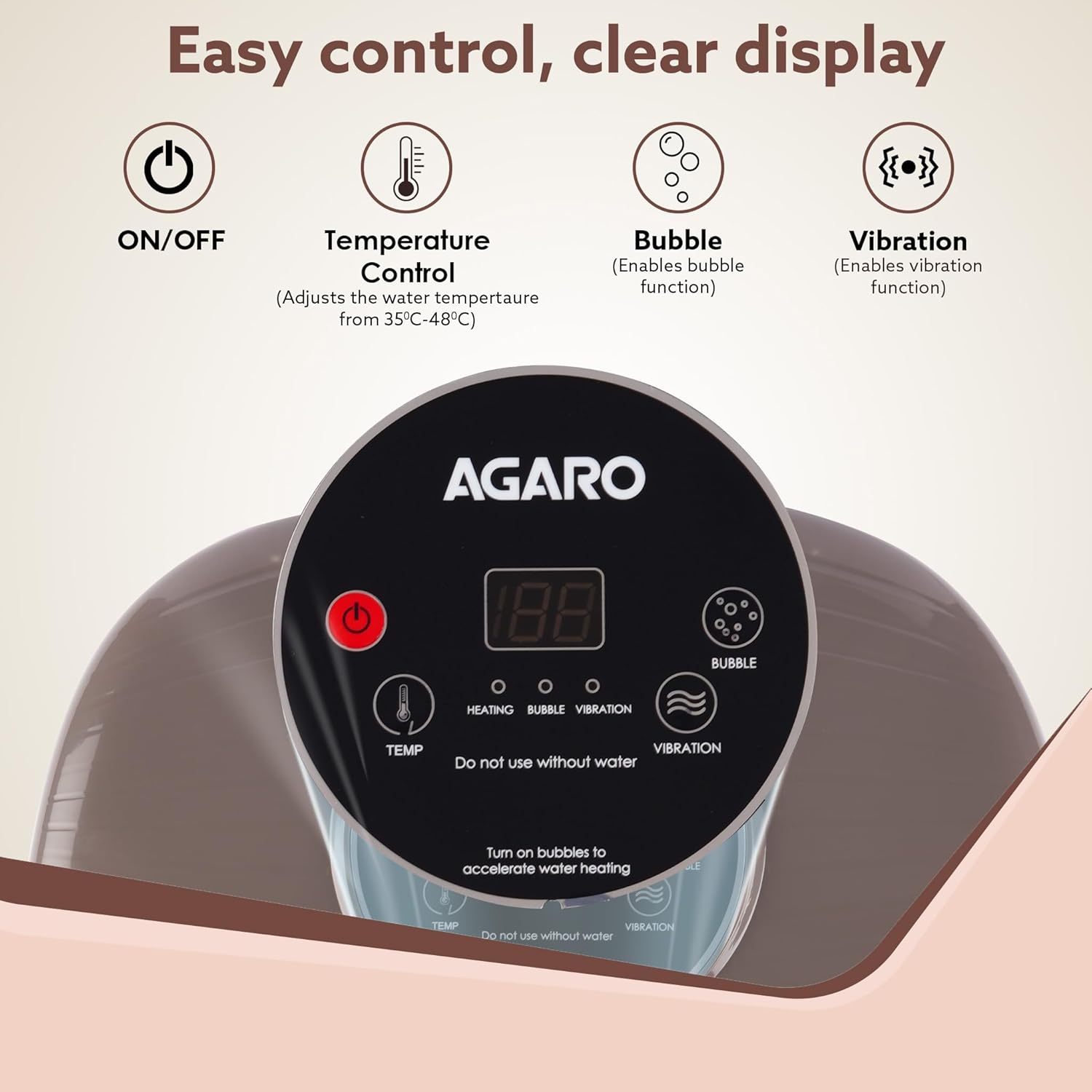 AGARO REGAL Foot Spa Bath Massager With Heat, 16 Manual Massage Rollers, Adjustable Temperature Control, Vibration Function, Bubble Function For Soothing Massage, White AGARO REGAL Foot Spa Bath Massager With Heat, 16 Manual Massage Rollers, Adjustable Temperature Control, Vibration Function, Bubble Function For Soothing Massage, White