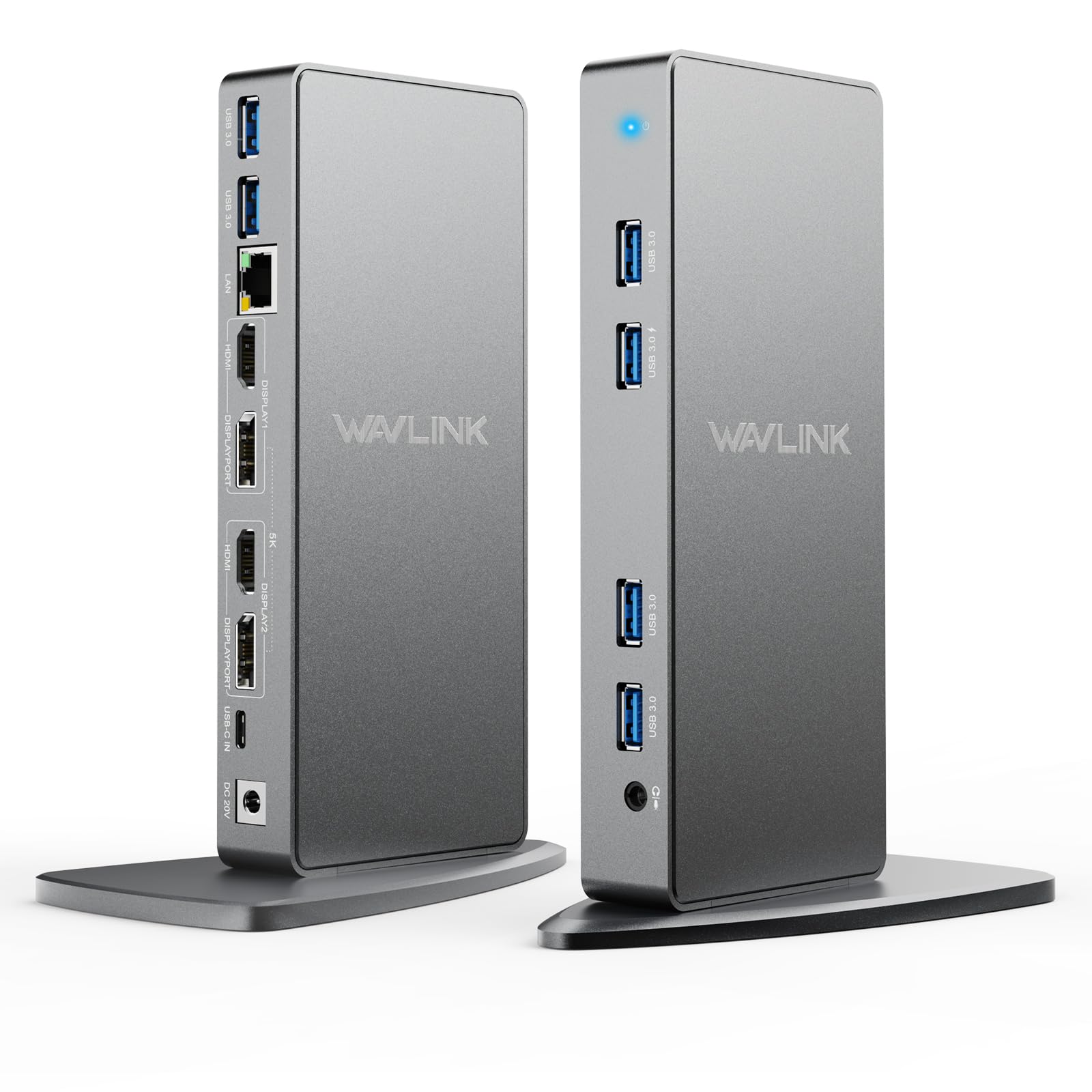 WAVLINK Station d'accueil USB C / USB3.0 Double 4K Affichage Compatible avec Windows et Mac OS (Dual 4K DisplayPort & HDMI, Gigabit Ethernet, Audio, 6 Ports USB)