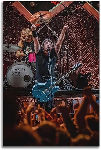 VAZZIC Foo Fighters - Póster de banda de música vintage, decoración artística, pintura estética, arte de pared, lienzo para decoración de