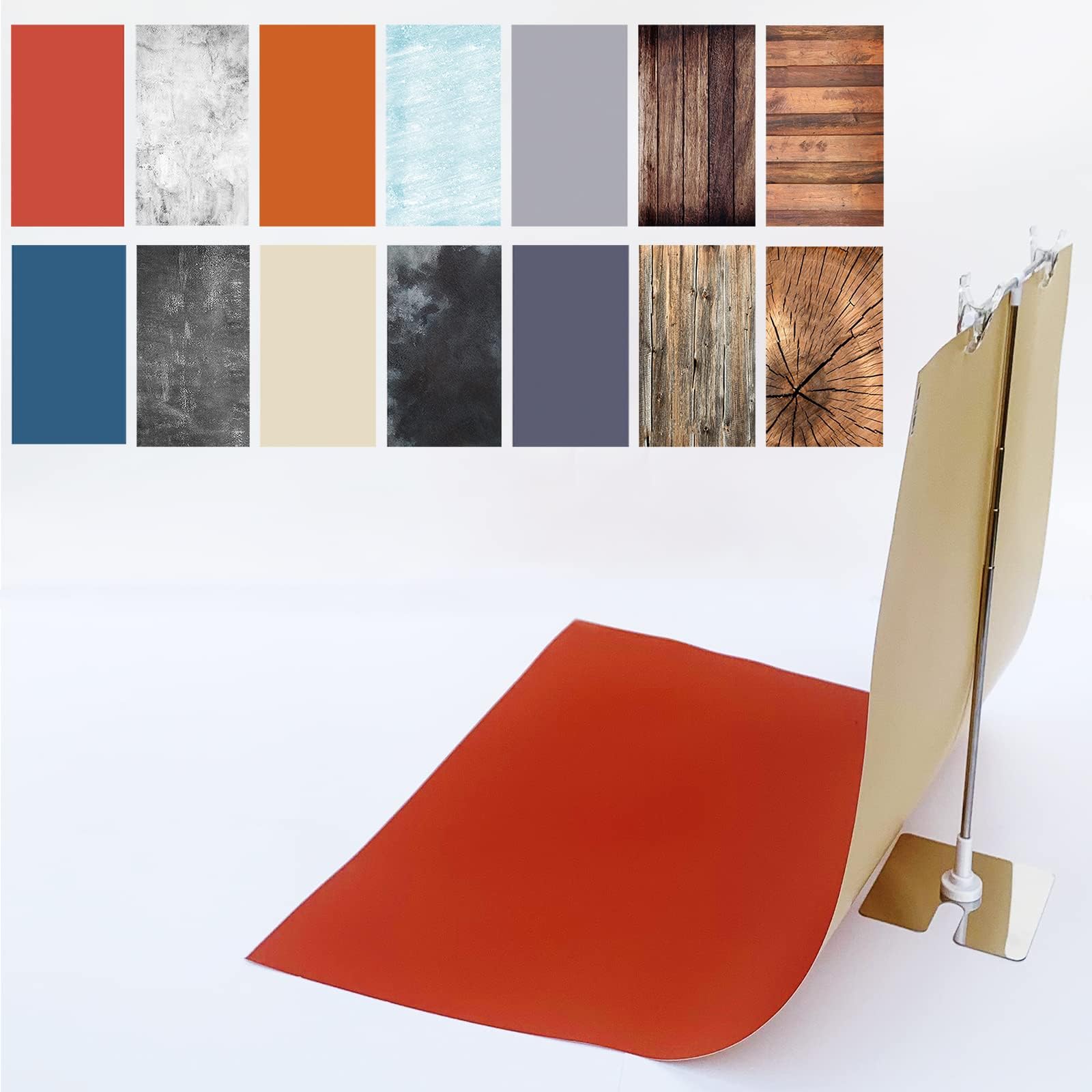 7PCS 14Patterns Double Sided Photography Background Paper with Stand, Waterproof Reusable 34x23in Morandi Cement Brick Flat Lay Photo Tabletop Backdrops for Food Jewelry Cosmetics Makeup