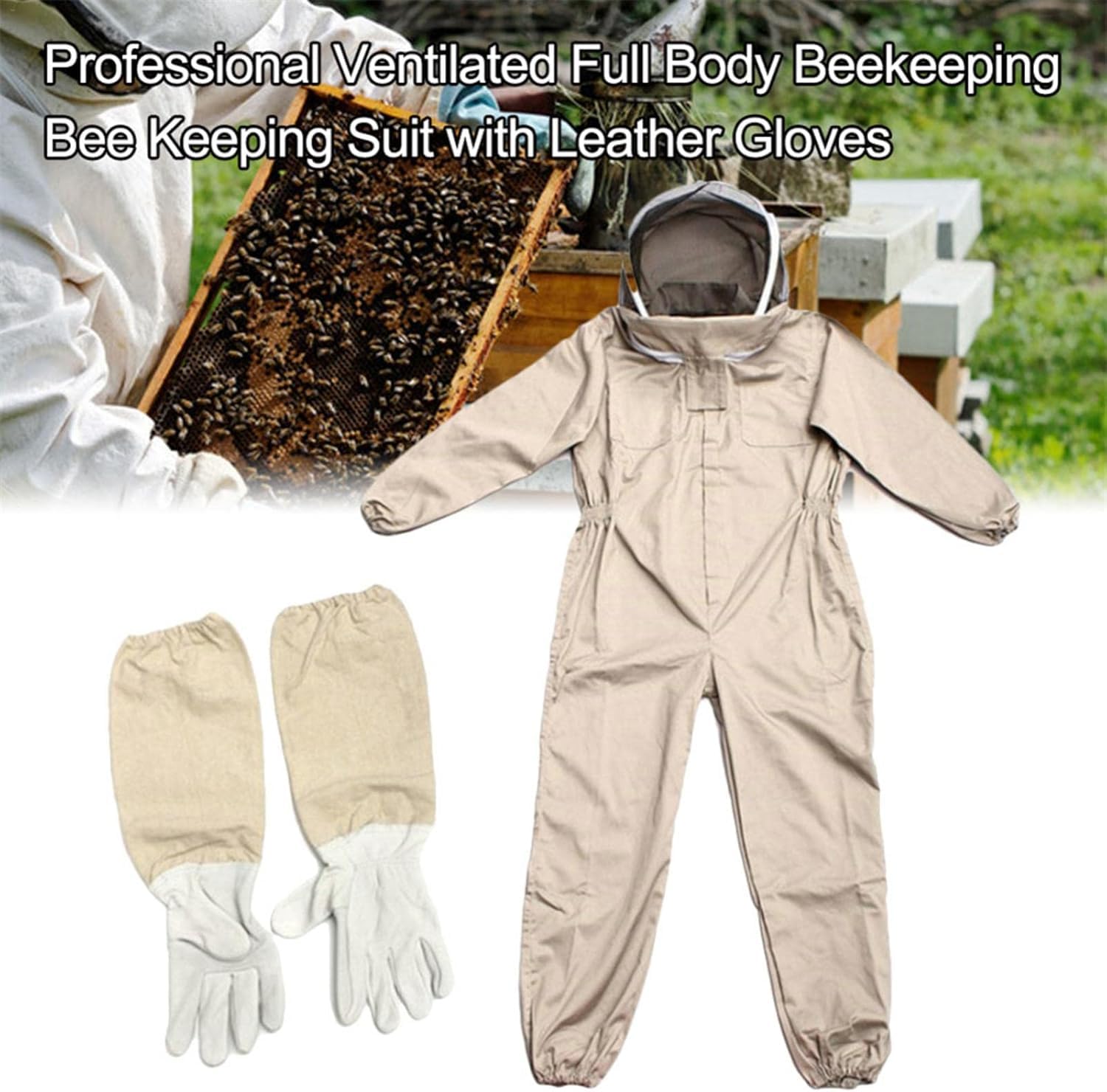 Combinaison D'apiculteur, Costume D'apiculture Professionnelle avec Gants & Protection, Combinaison Apicole pour Tout Le Corps, Anti Guêpes Équipement pour Apiculteurs. XXL
