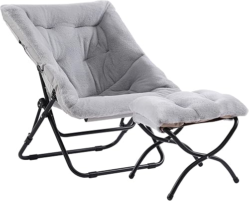 Miniatura 69 de Silla platillo, cómodas sillas de dormitorio, silla plegable de piel sintética de gran tamaño, silla plegable con marco de metal para sala de estar,