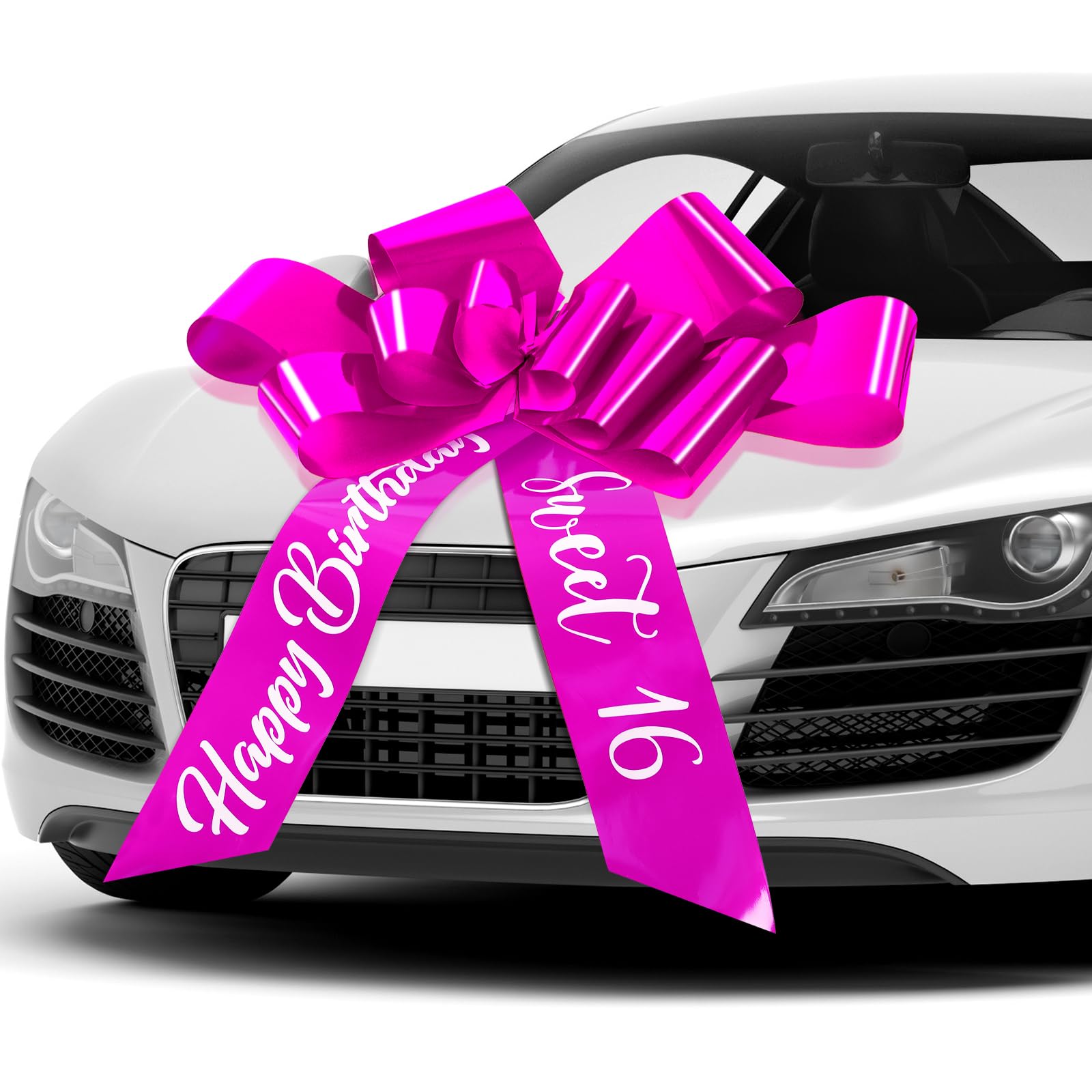 Wonderjune 30 Inch Big Car Bow - Giant Sweet 16 Birthday Bow Gift Wrapping Decoration for Surprise Party, Birthday Decorations(Rose Red)
