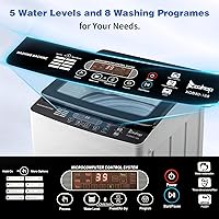 Vista 5 de Winado Lavadora Completamente Automática, Tapa de Vidrio Templado de 30 Libras Lavado Portátil con Bomba de Drenaje, 8 Programas de Lavado 5 Niveles