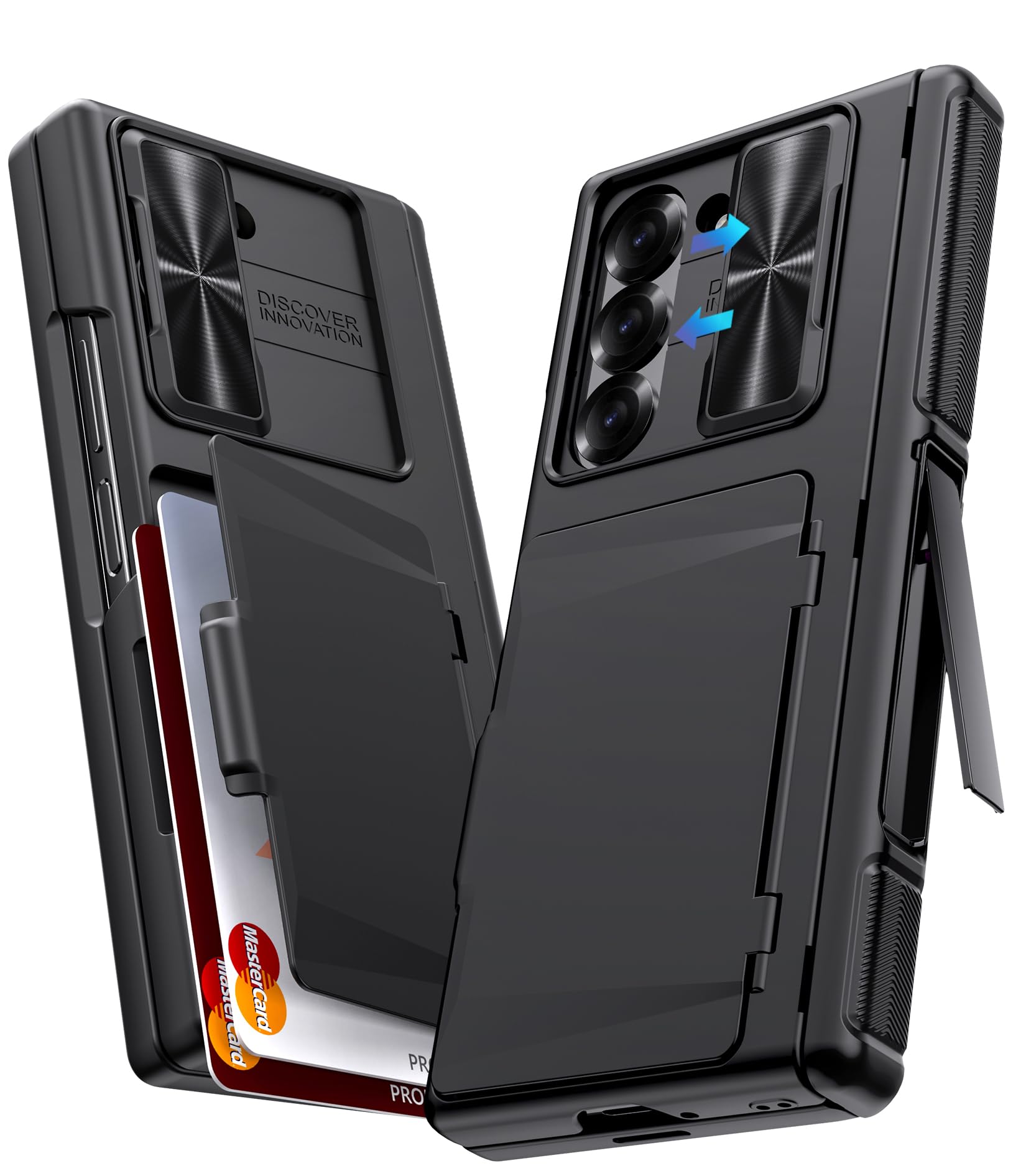 für Samsung Galaxy Z Fold 6 Hülle mit Kartenfach, Schwarz