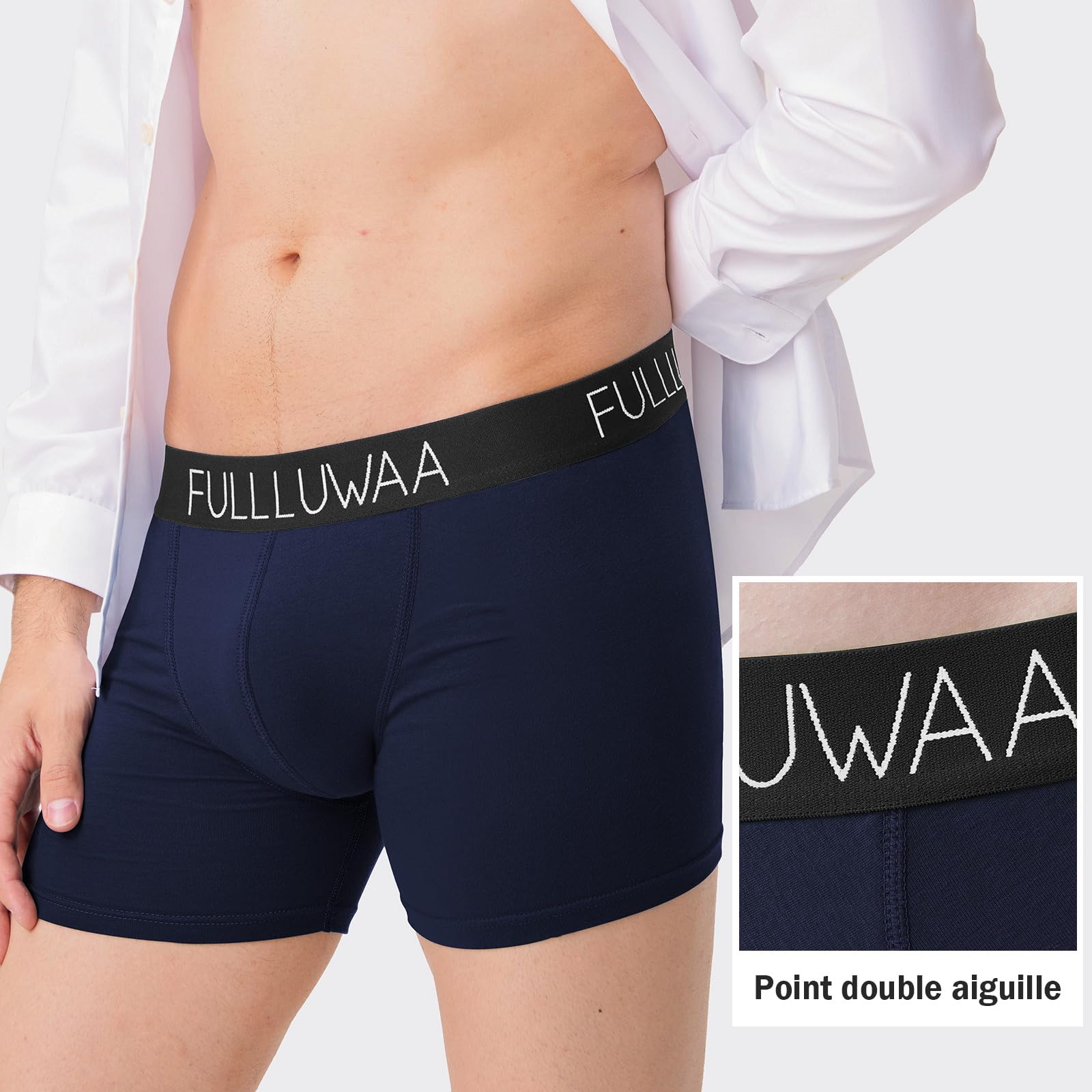 Fullluwaa Boxer Homme Calecon Homme Lot de 8 Confortable et Doux Caleçon Coton Ceinture Élastique