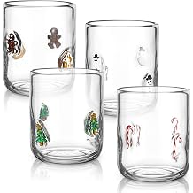 Tessco for you 4 PCS Christmas Icon Juice Glasses Set, Classic Christmas