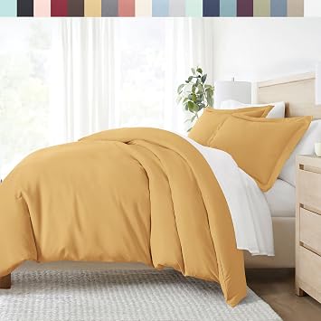 Linen Market Duvet Cover Queen Gold - Experience Hotel-Like Comfort with Unparalleled Softness, Exquisite Prints & Solid Colors for a Dreamy Bedroom - Queen Duvet Cover Set with 2 Pillow Shams