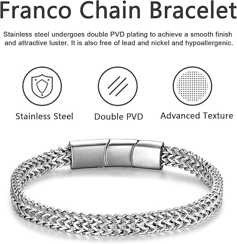 Miniatura 3 de Pulseras para hombre de acero inoxidable, con cierre magnético, cadena franco
