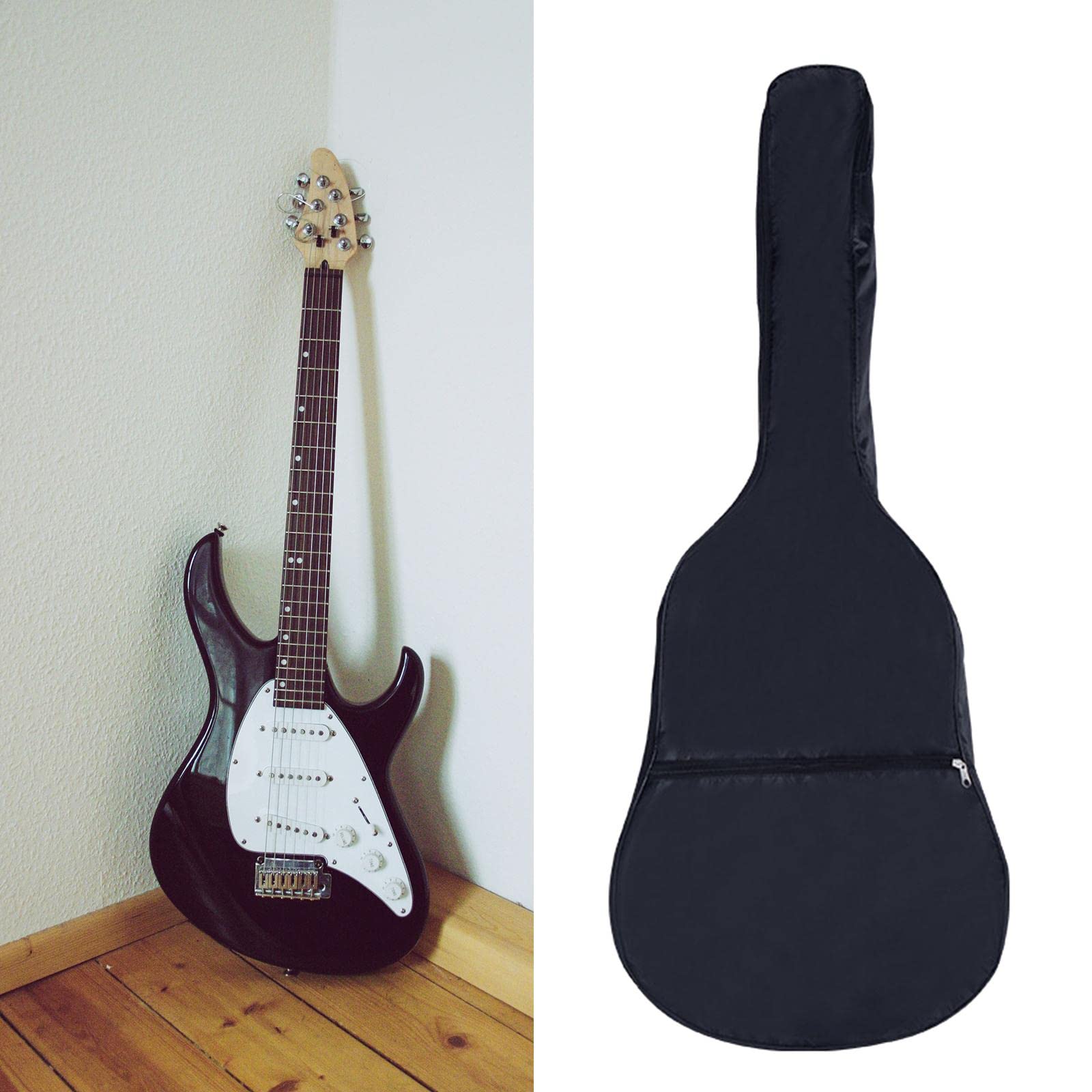 Etui na gitarę Gig Bag Hemming Design z paskiem na akcesoria do książek, 3 zestaw (czarny), 106.5cmx39cm, jako opis