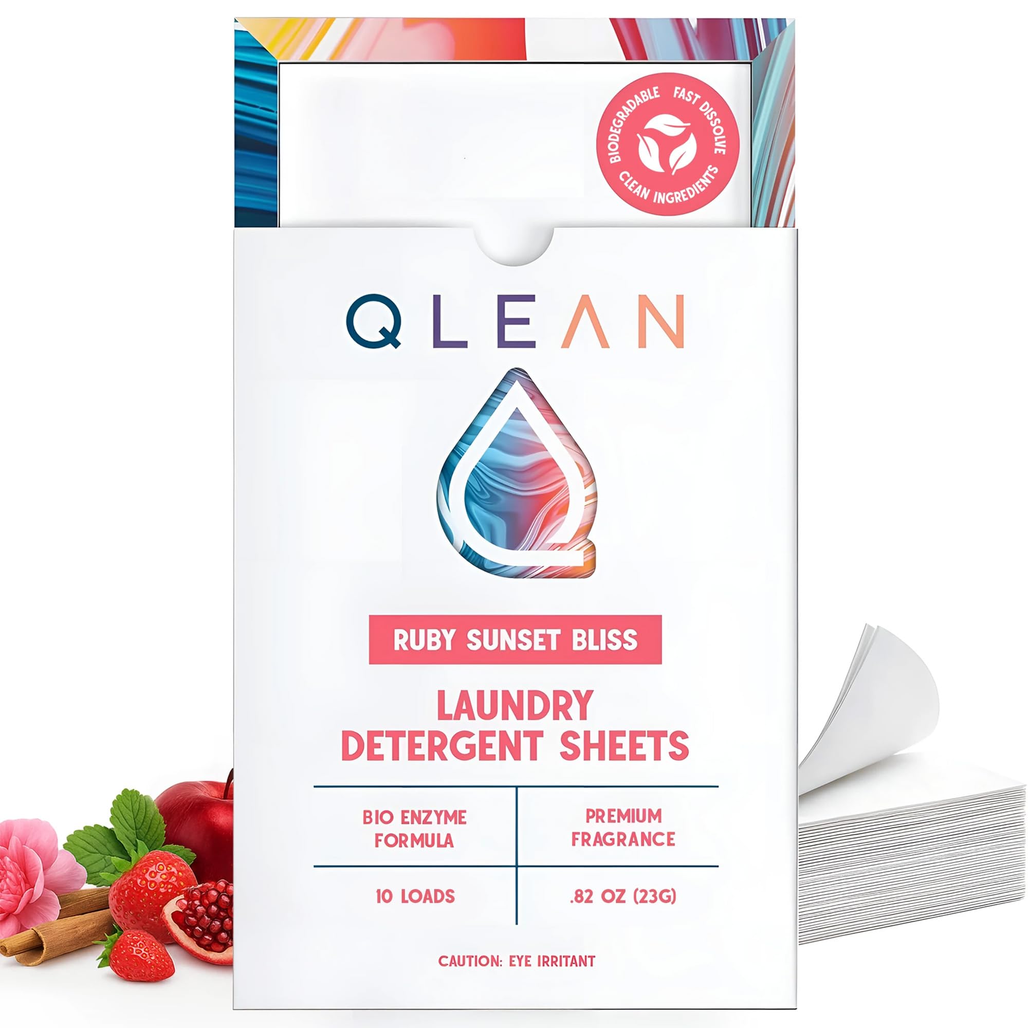 QLEAN Laundry Detergent Sheets (Travel Size 10 Loads) – Travel Laundry Detergent Sheets, Eco-Friendly Laundry Soap, HE & Standard Washer Safe, Stain
