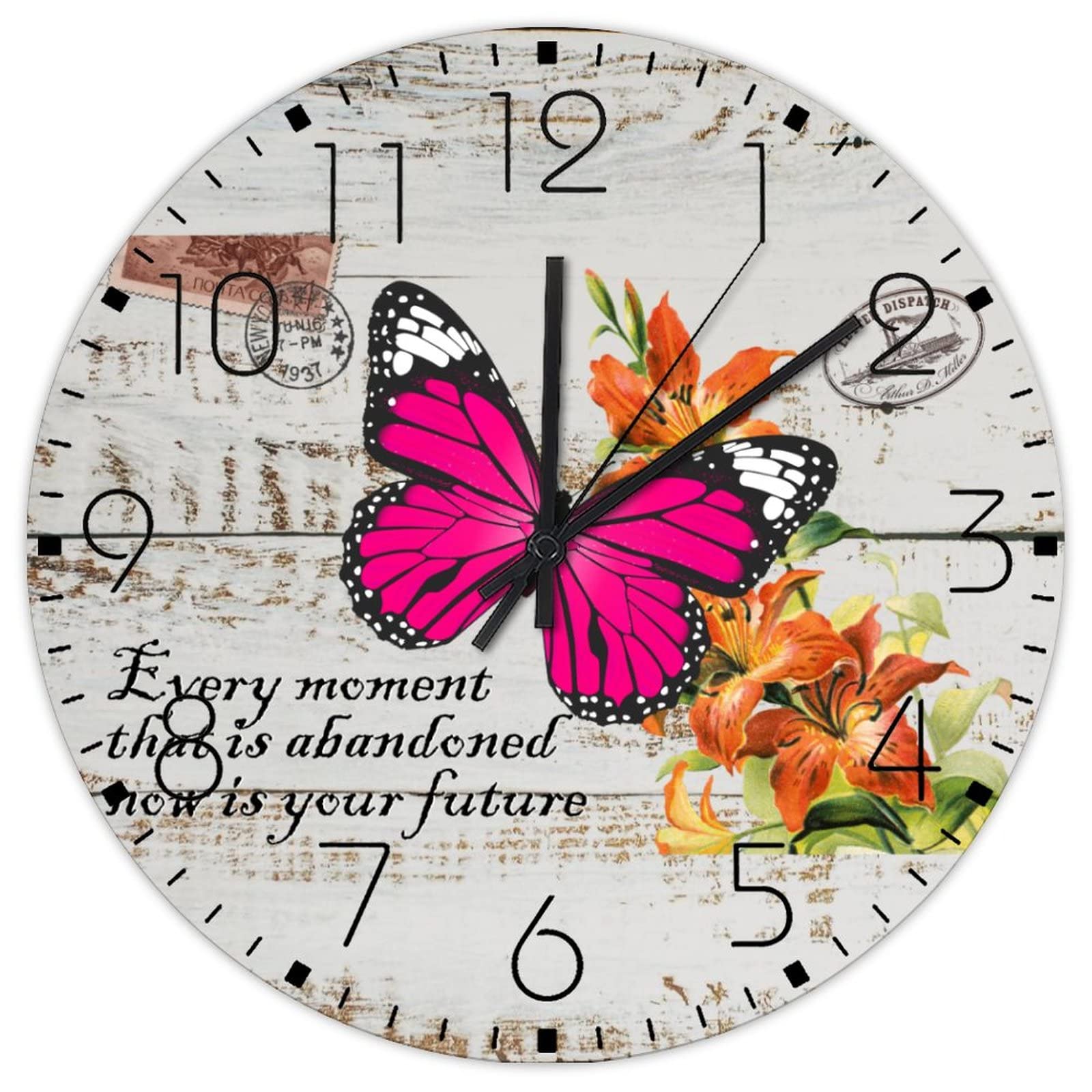 Horloge murale à quartz sans tic-tac en bois durable pour chambre