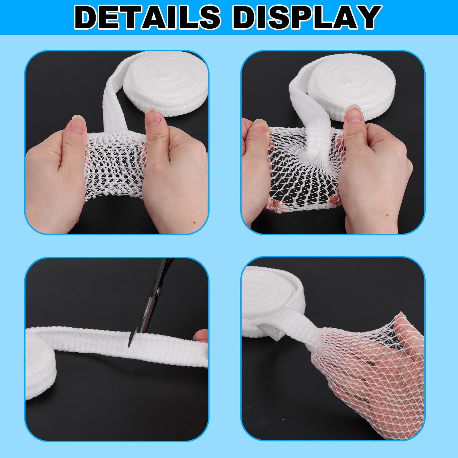 BOXOB 2 Rolls Tubular Bandage, 0.98x86.61in Tube Gauze Elastic Net Tubular Bandage for Arm Wounds Stretch Gauze Wrap Sleeve Stockinette Tubing No Tape Required for Wrapping Wet Dry Dressing Retention — Amazon image 5