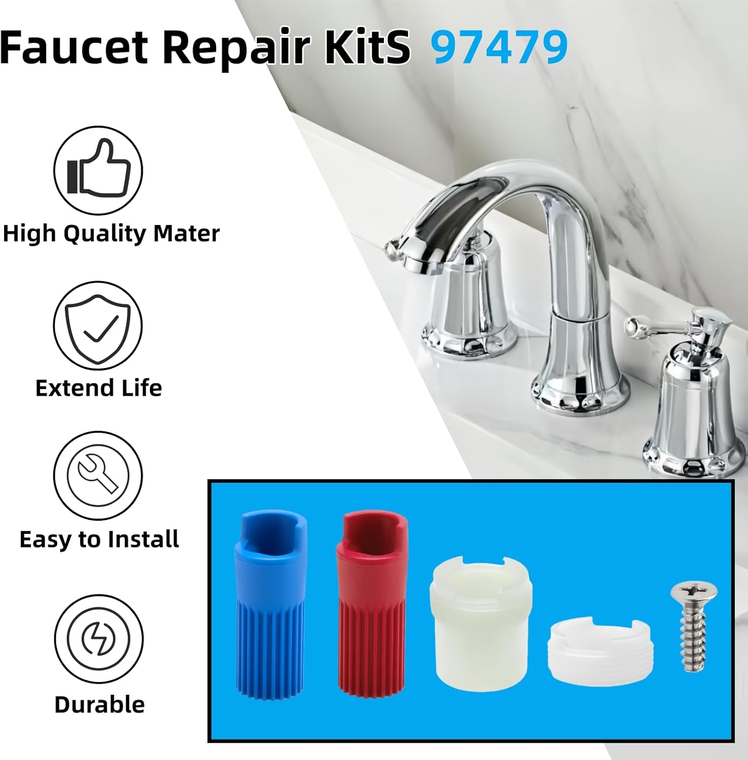 97479 Faucet Repair Kit Replacement for Moen Monticello Widespread Bathroom Sink Faucet, Handle Adapter Repair Kit for Moen 1222 1224