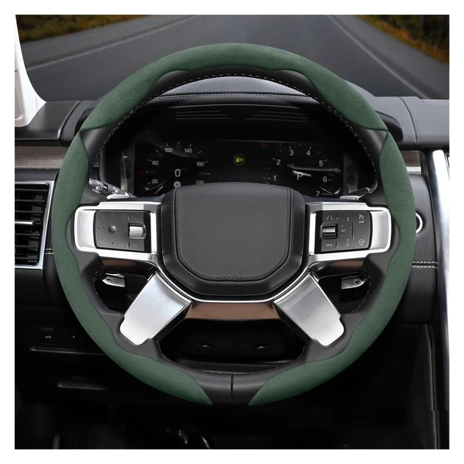 Car Steering Wheel Cover For Land For Rover For Fit For Defender For Discovery 2 3 4 For Sport For Evoque 90 Carbon For Freelander Steering Wheel Cover Car Handle Cover(Green O 3-P)