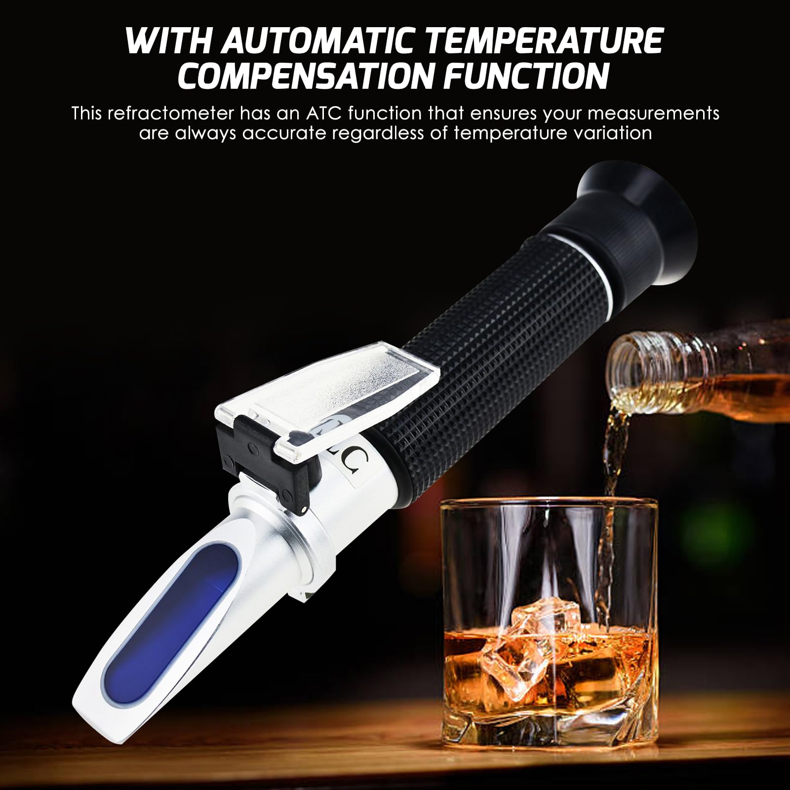 Rifrattometro alcolico, 0-80% Percento In Volume ATC -10-30 ° C Ottica Rifrattometro Alcol, ttico Palmare Concentrazione Tester Metro per Distillato Bevande Fabbricazione Birra Fatta in Casa