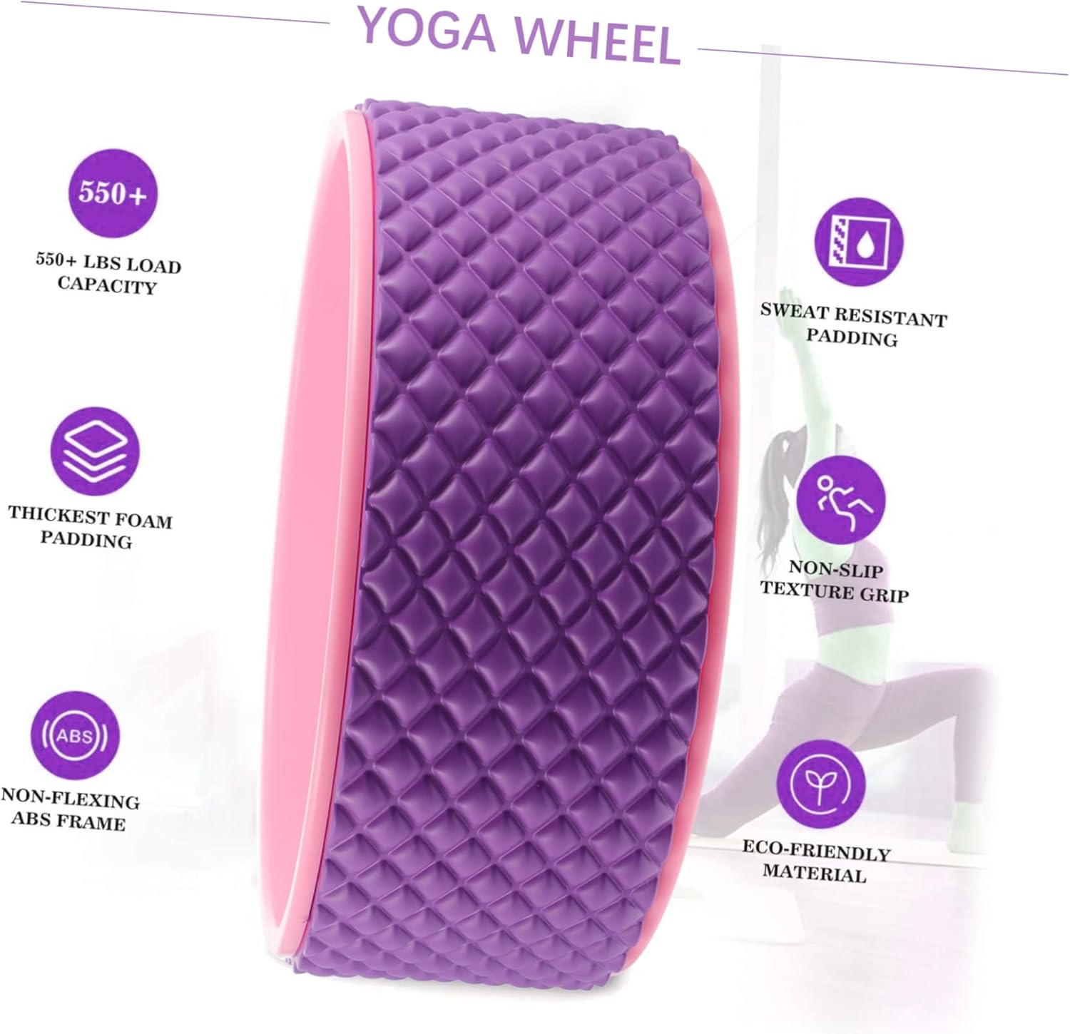 1pc Plastic Yoga Wheel Essential Fitness Backbend Roller for Stretching and Flexibility Yoga Assist Tool for Beginners Great for Back Pain Relief and Balance